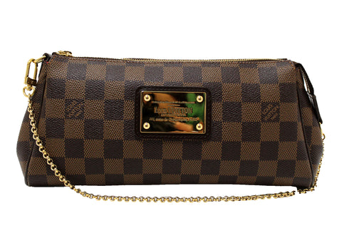 Athentic Louis Vuitton Damier Ebene Eva Clutch Bag