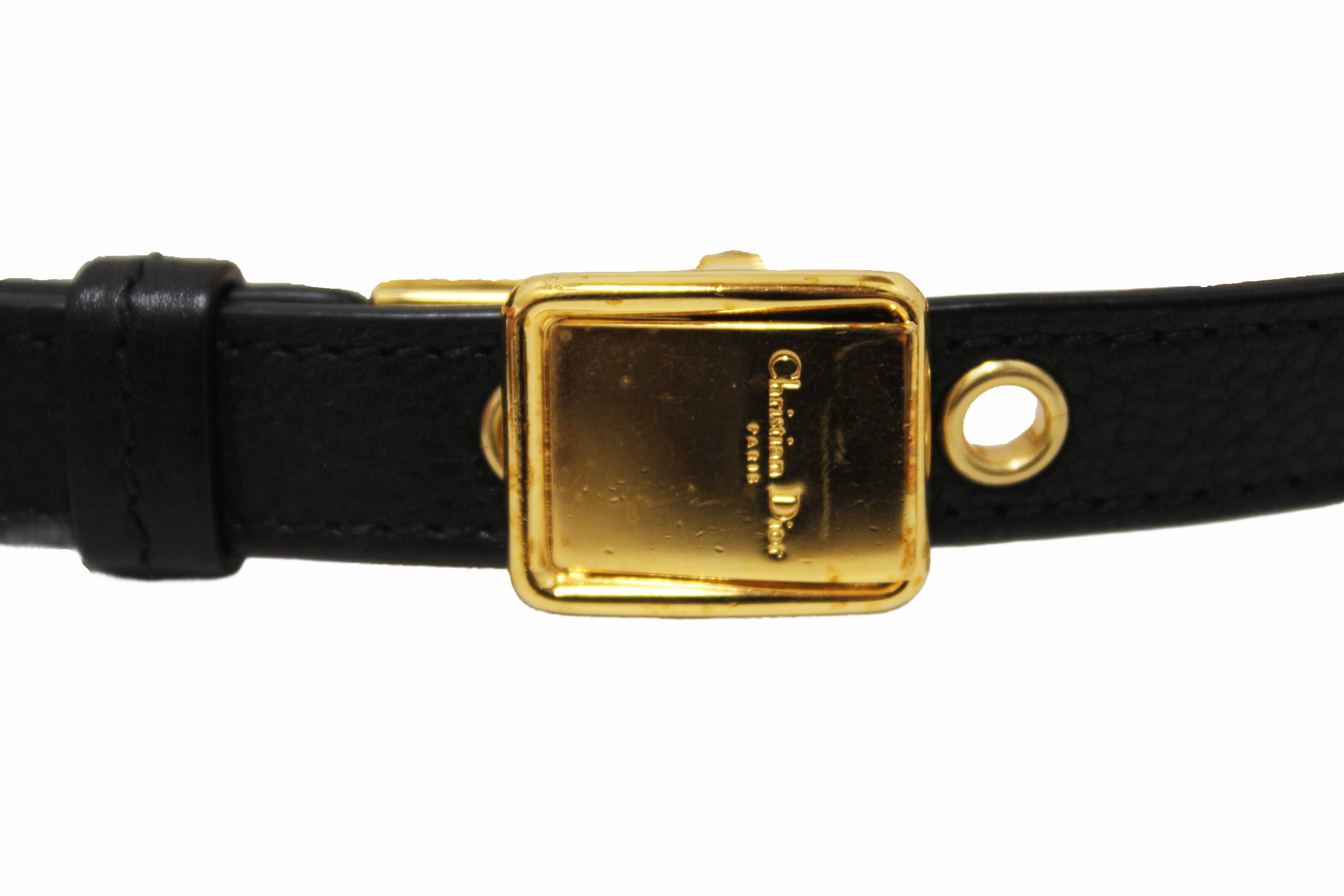 Authentic Christian Dior Black Macrocannage Caviar Leather Small Caro Shoulder Crossbody Bag