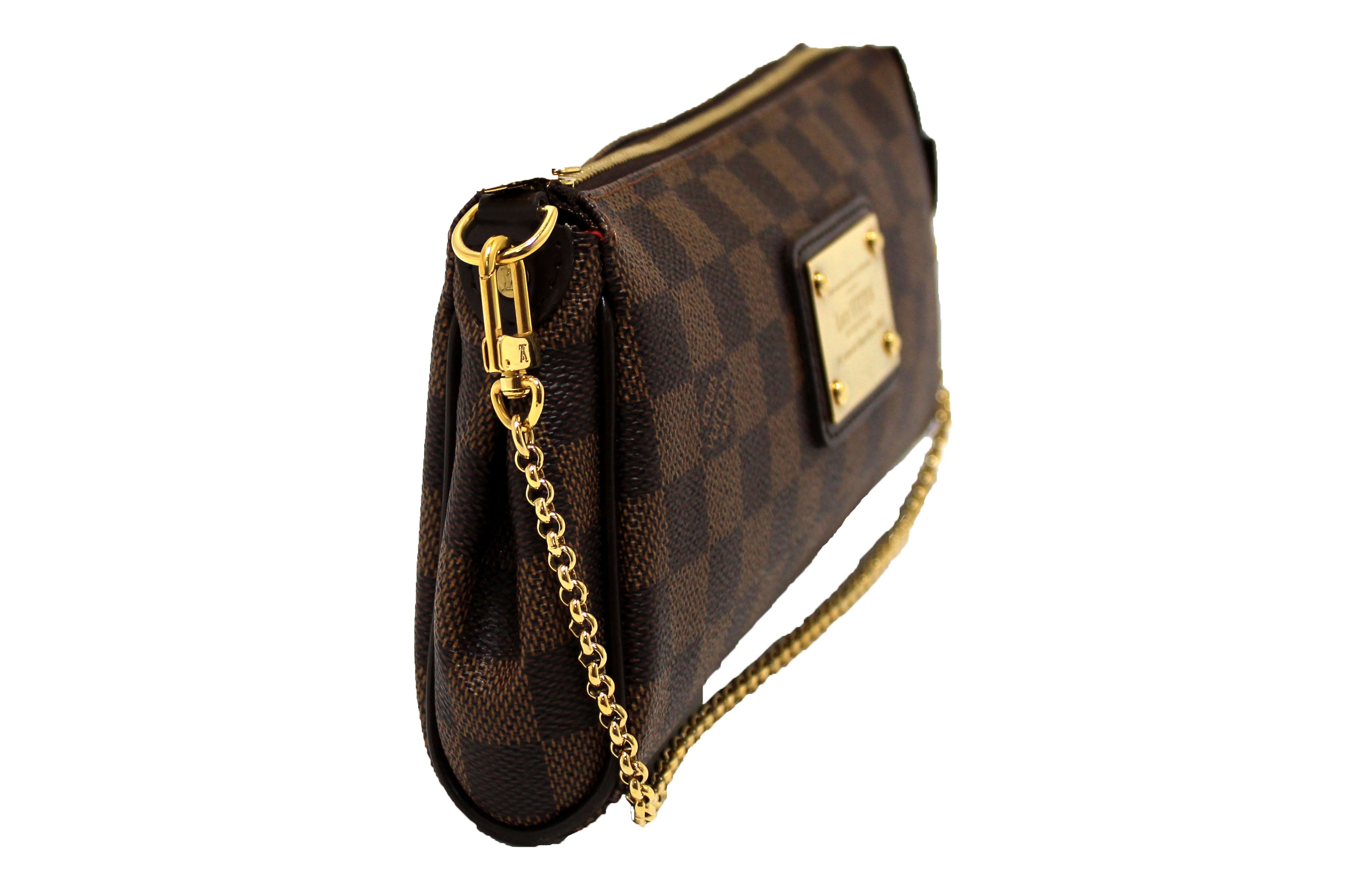 Athentic Louis Vuitton Damier Ebene Eva Clutch Bag