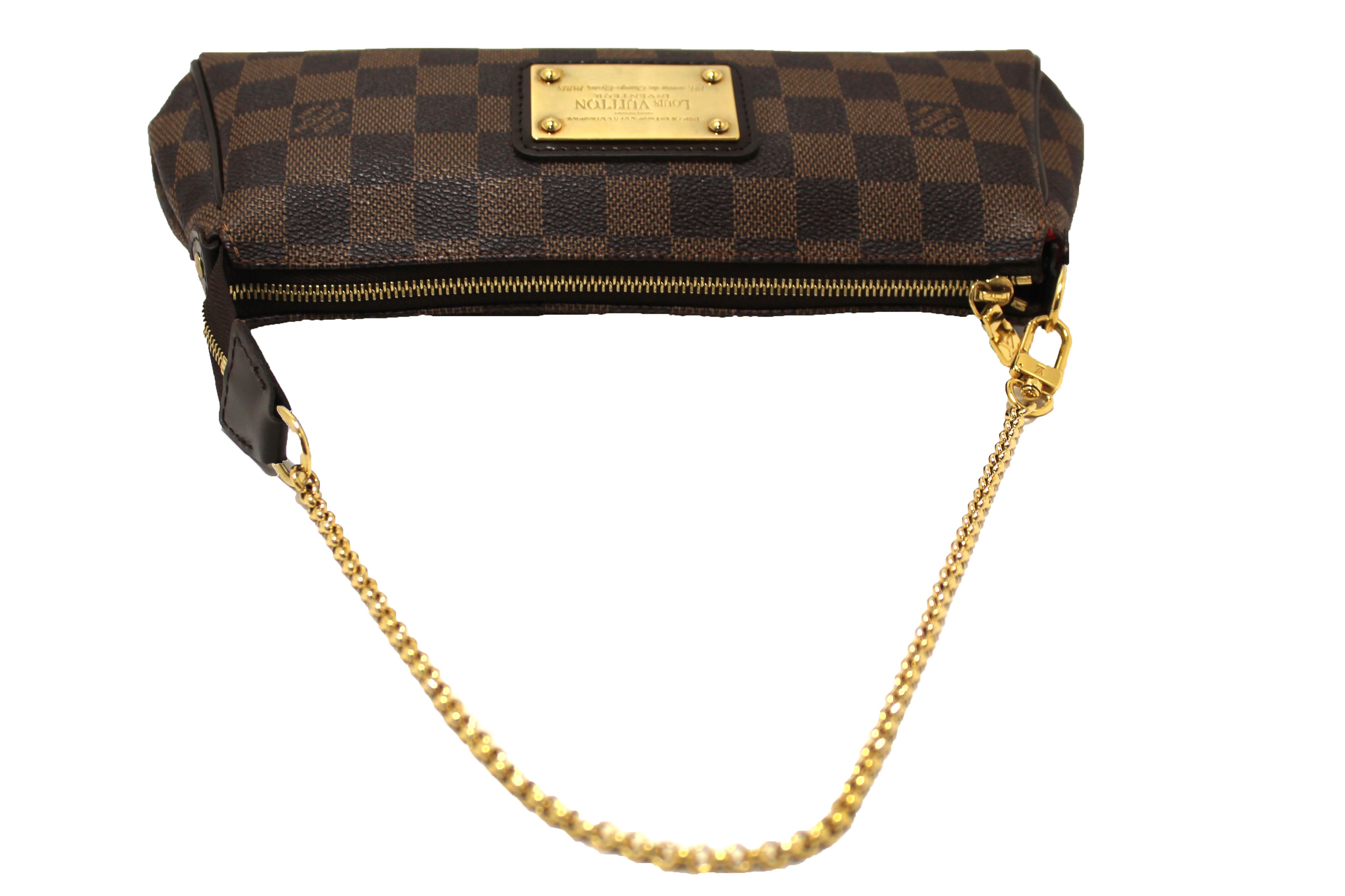 Athentic Louis Vuitton Damier Ebene Eva Clutch Bag