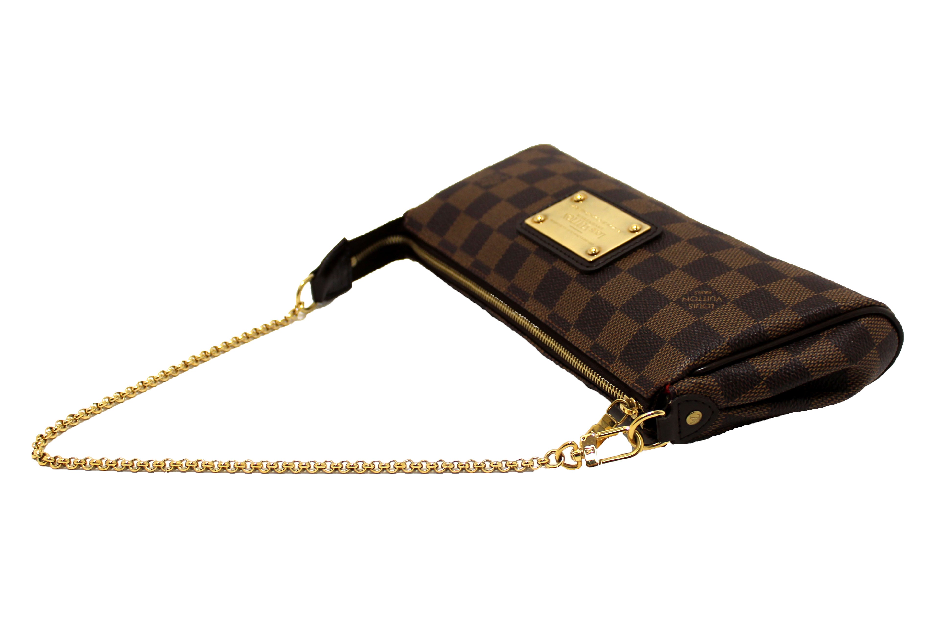 Athentic Louis Vuitton Damier Ebene Eva Clutch Bag