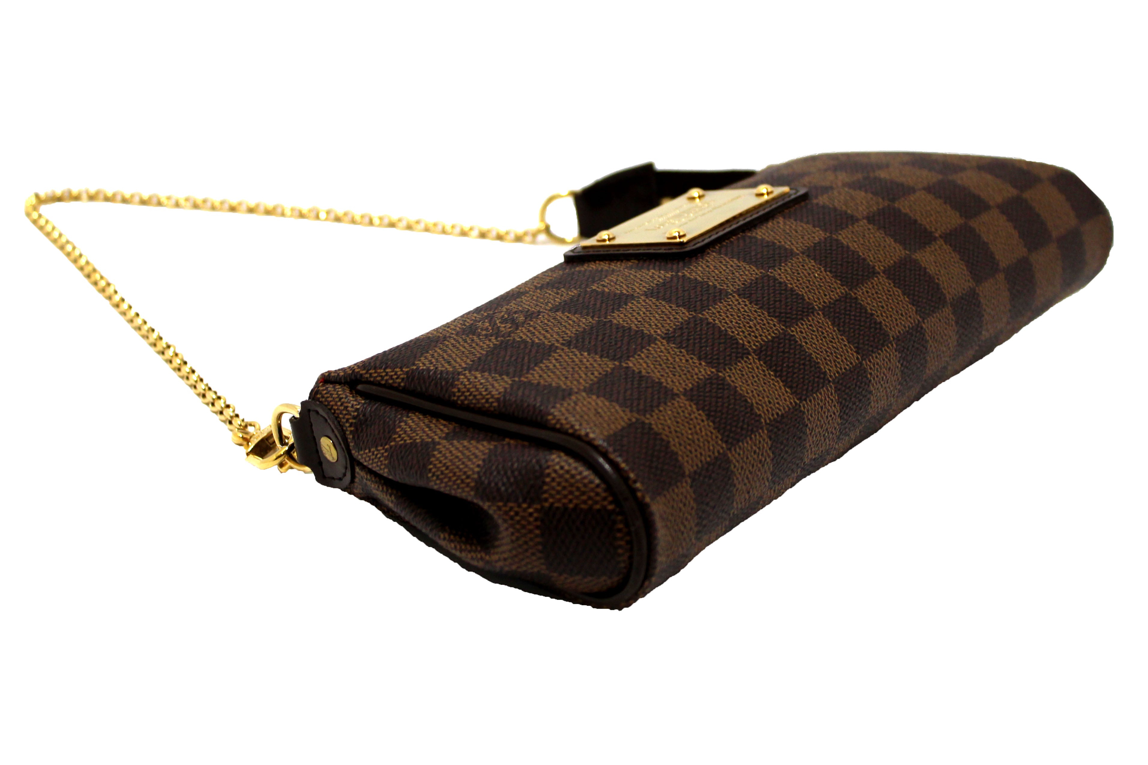 Athentic Louis Vuitton Damier Ebene Eva Clutch Bag