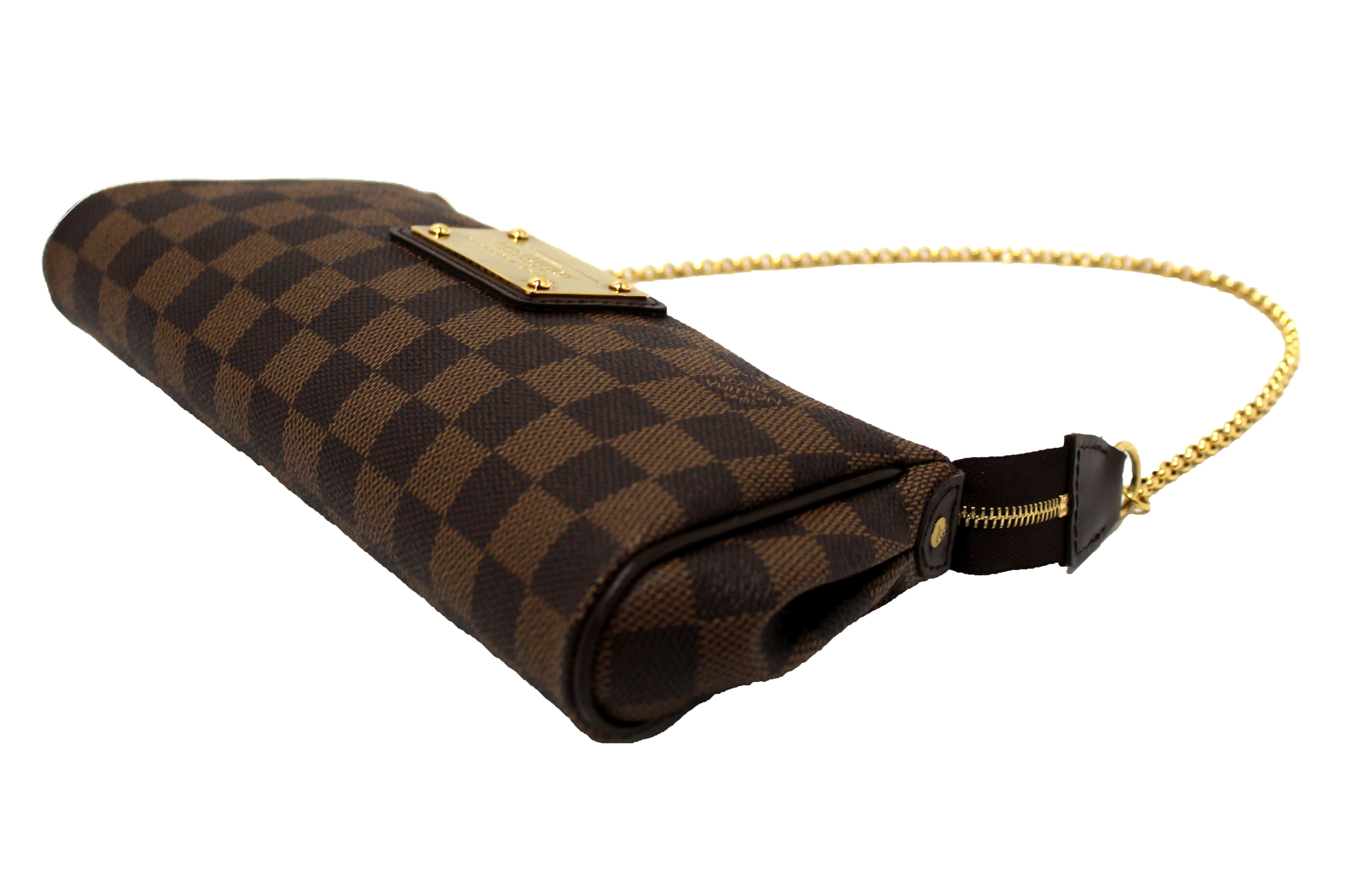 Athentic Louis Vuitton Damier Ebene Eva Clutch Bag