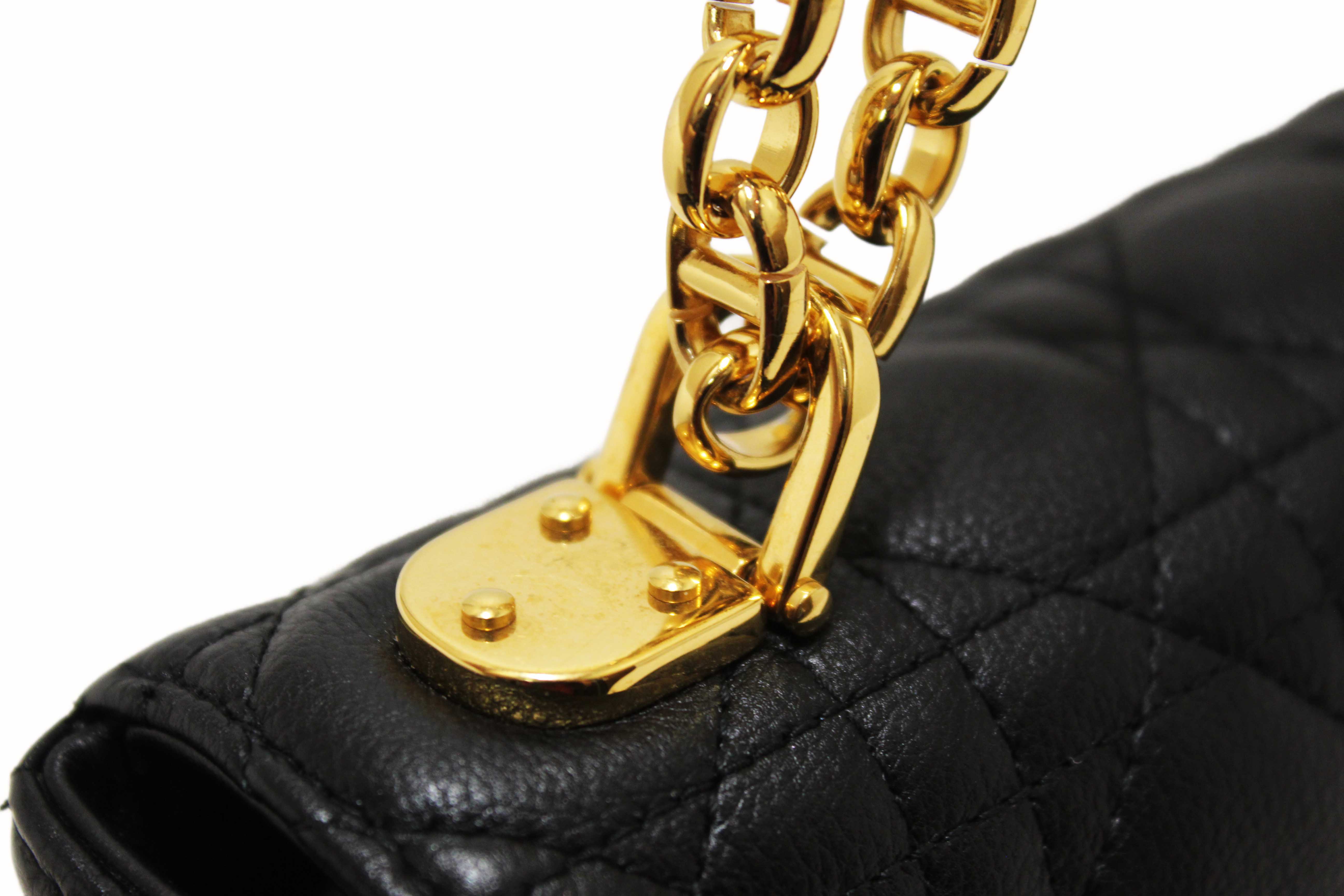 Authentic Christian Dior Black Macrocannage Caviar Leather Small Caro Shoulder Crossbody Bag