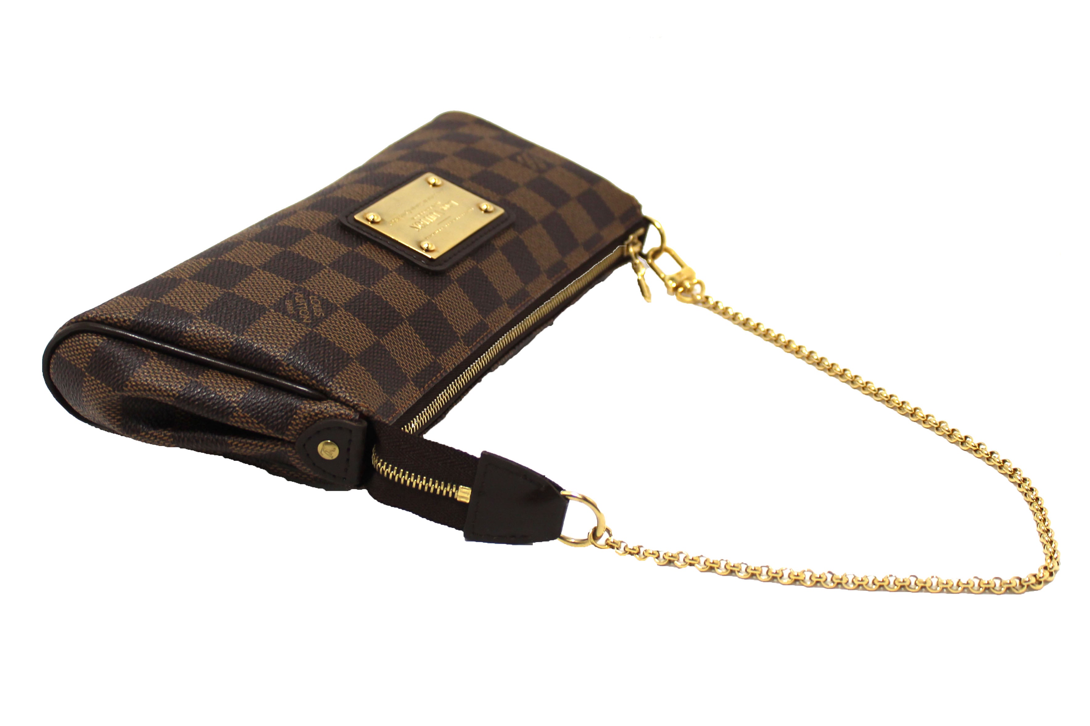 Athentic Louis Vuitton Damier Ebene Eva Clutch Bag