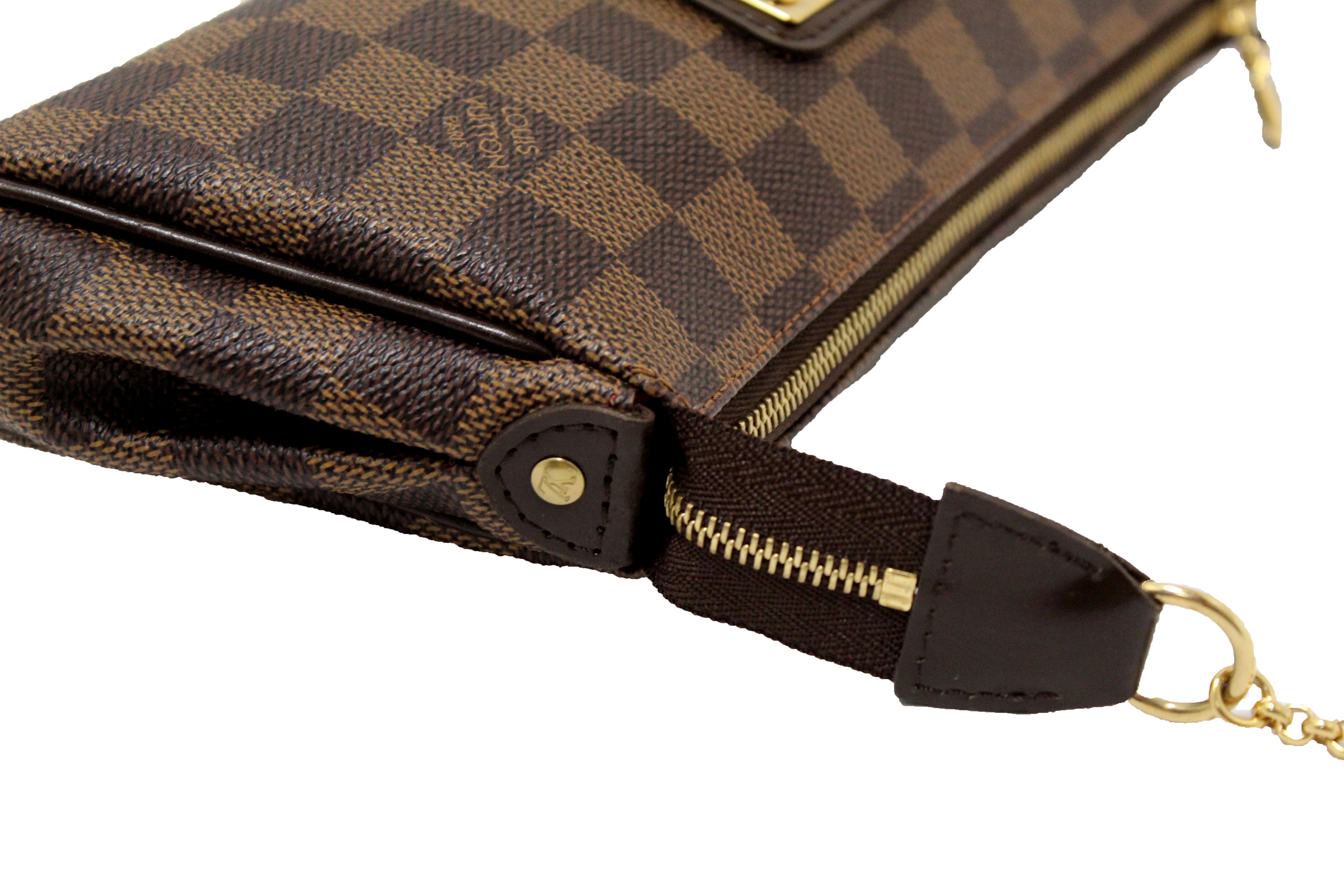 Athentic Louis Vuitton Damier Ebene Eva Clutch Bag