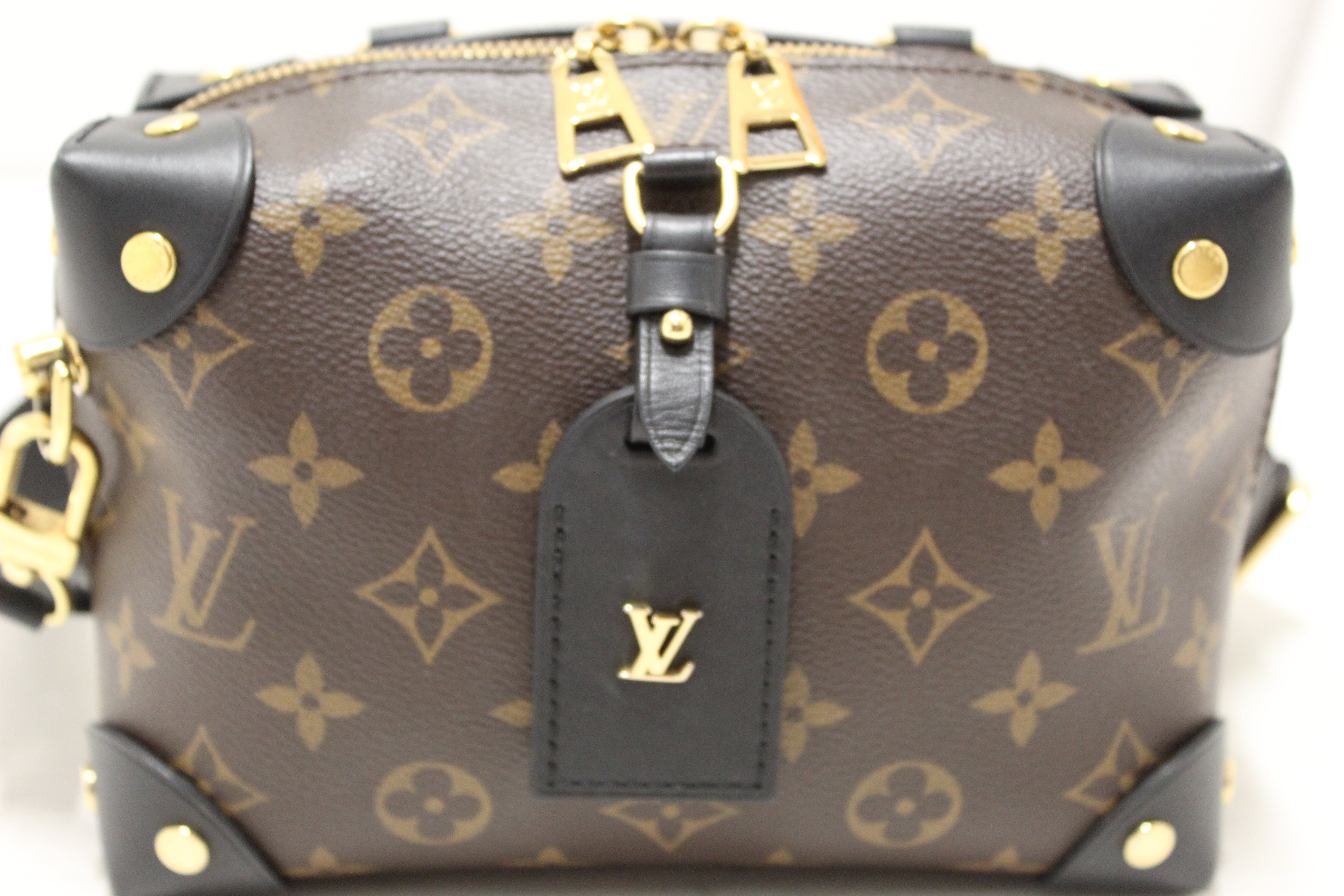 Authentic Louis Vuitton Classic Monogram Petite Malle Supple Crossbody Bag
