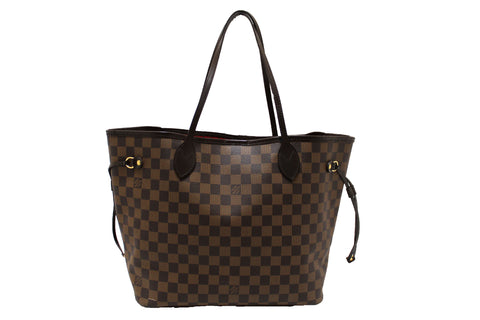 Authentic Louis Vuitton Damier Ebene Neverfull MM Tote Shoulder Bag