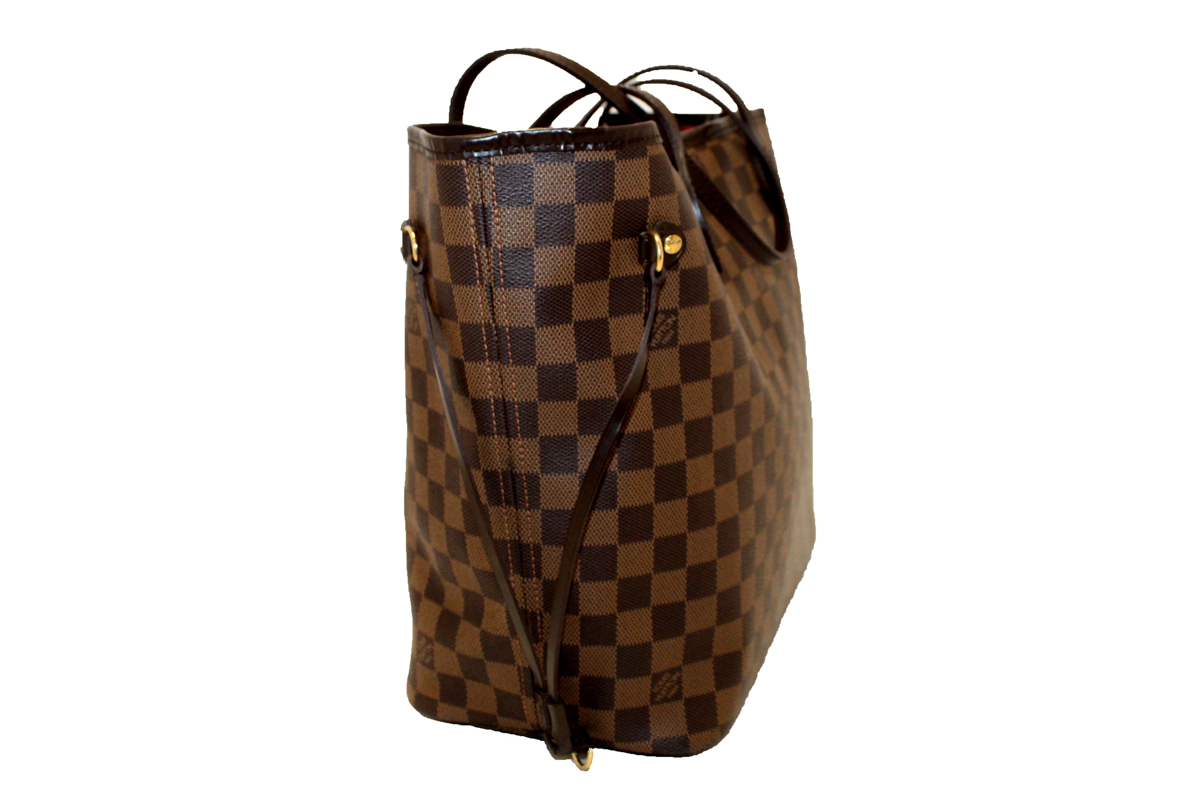 Authentic Louis Vuitton Damier Ebene Neverfull MM Tote Shoulder Bag