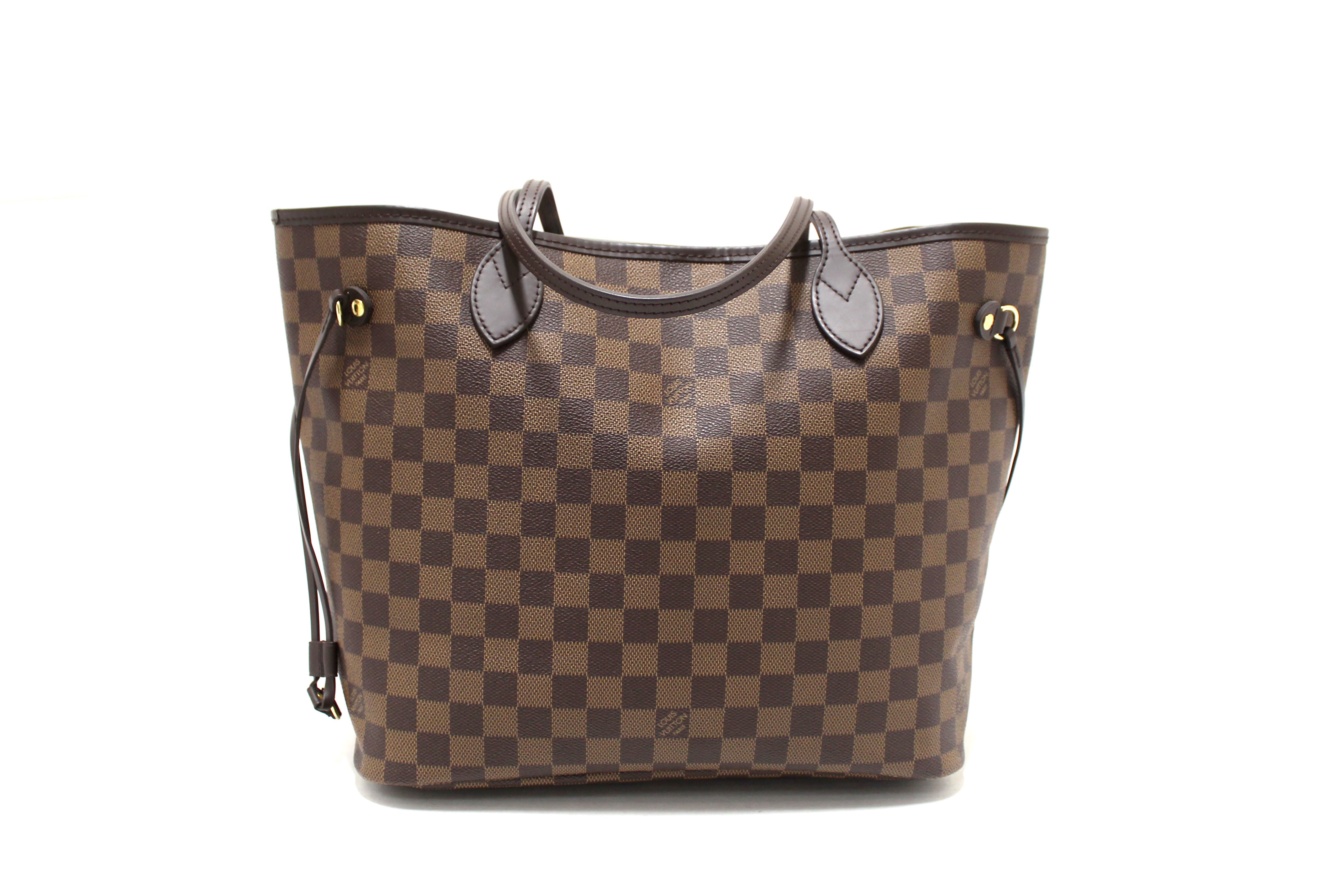 Authentic Louis Vuitton Damier Ebene Canvas Neverfull MM Tote Shoulder Bag