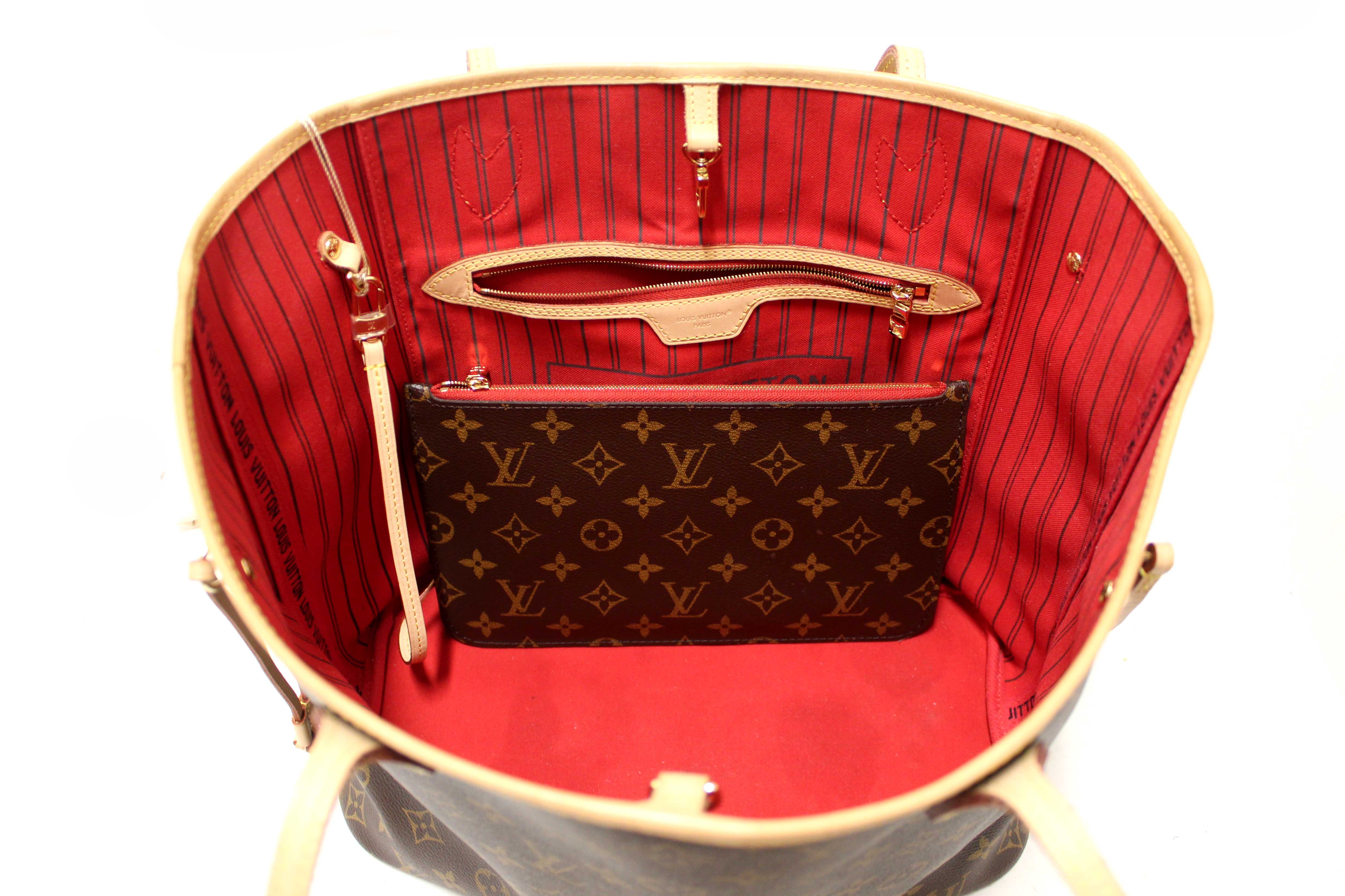 Authentic Louis Vuitton Classic Monogram Neverfull MM Tote Shoulder Bag