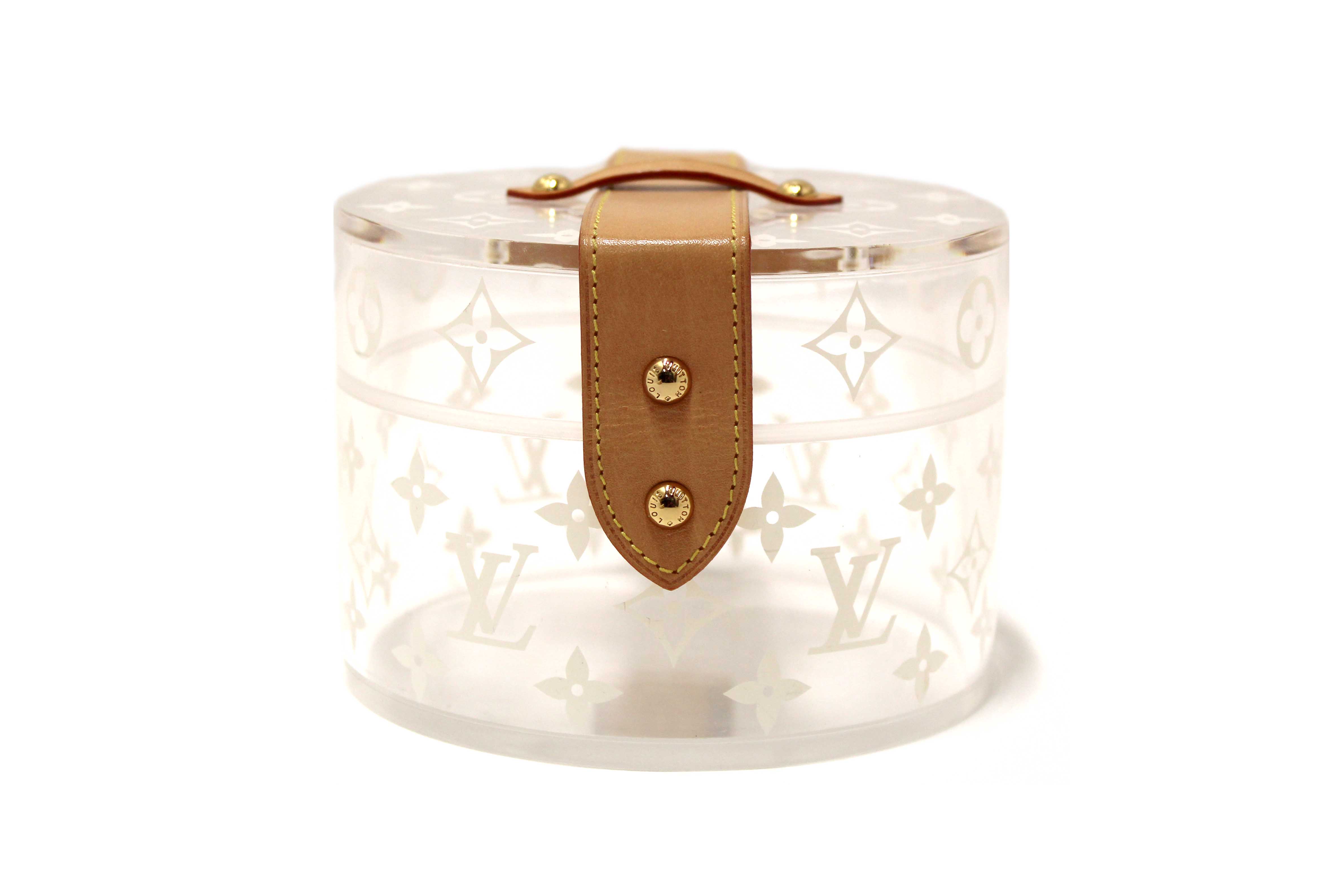 Authentic Louis Vuitton Monogram Print Transparent Plexiglass Scott Box