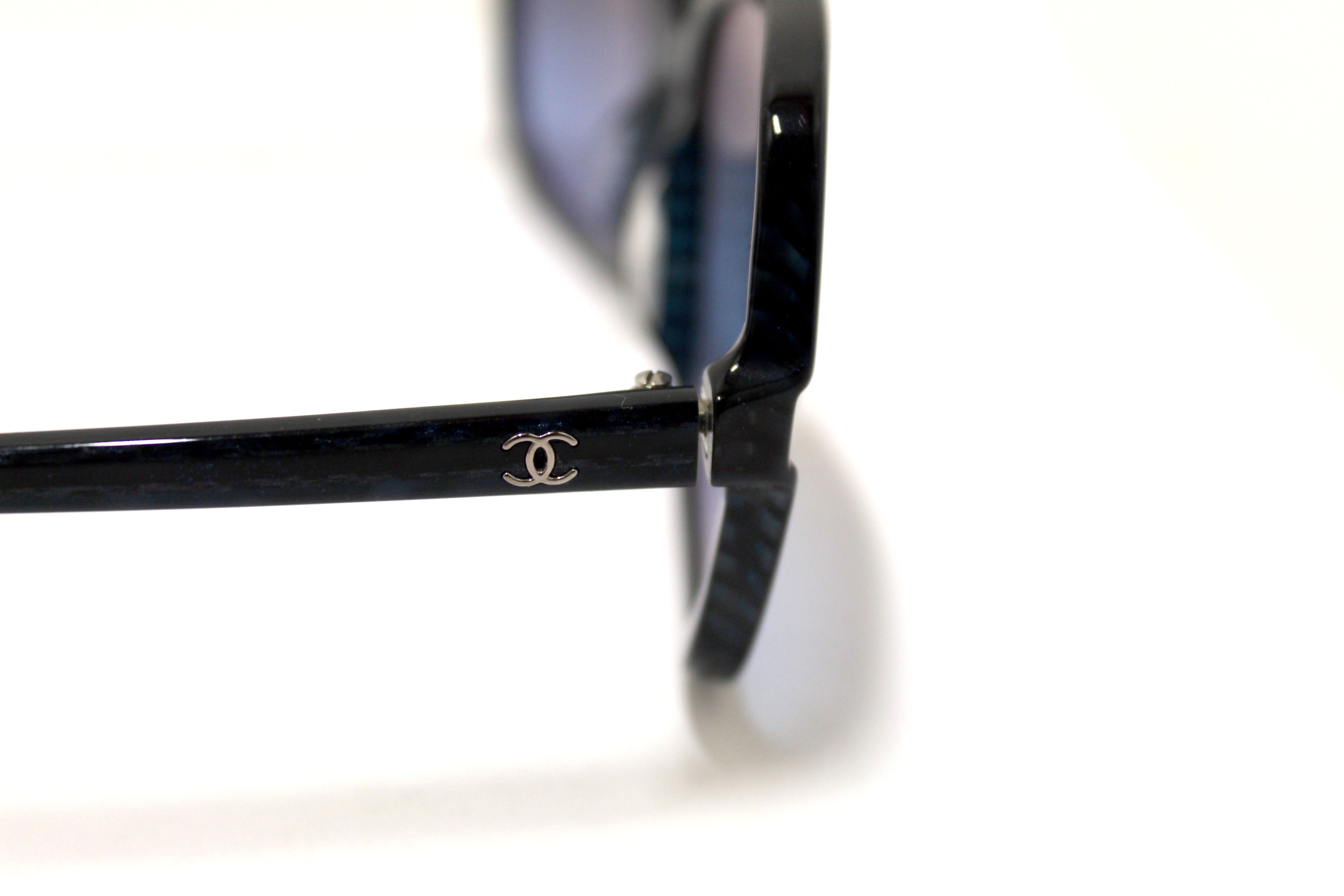 Authentic Chanel Blue Tortoise Square Sunglasses