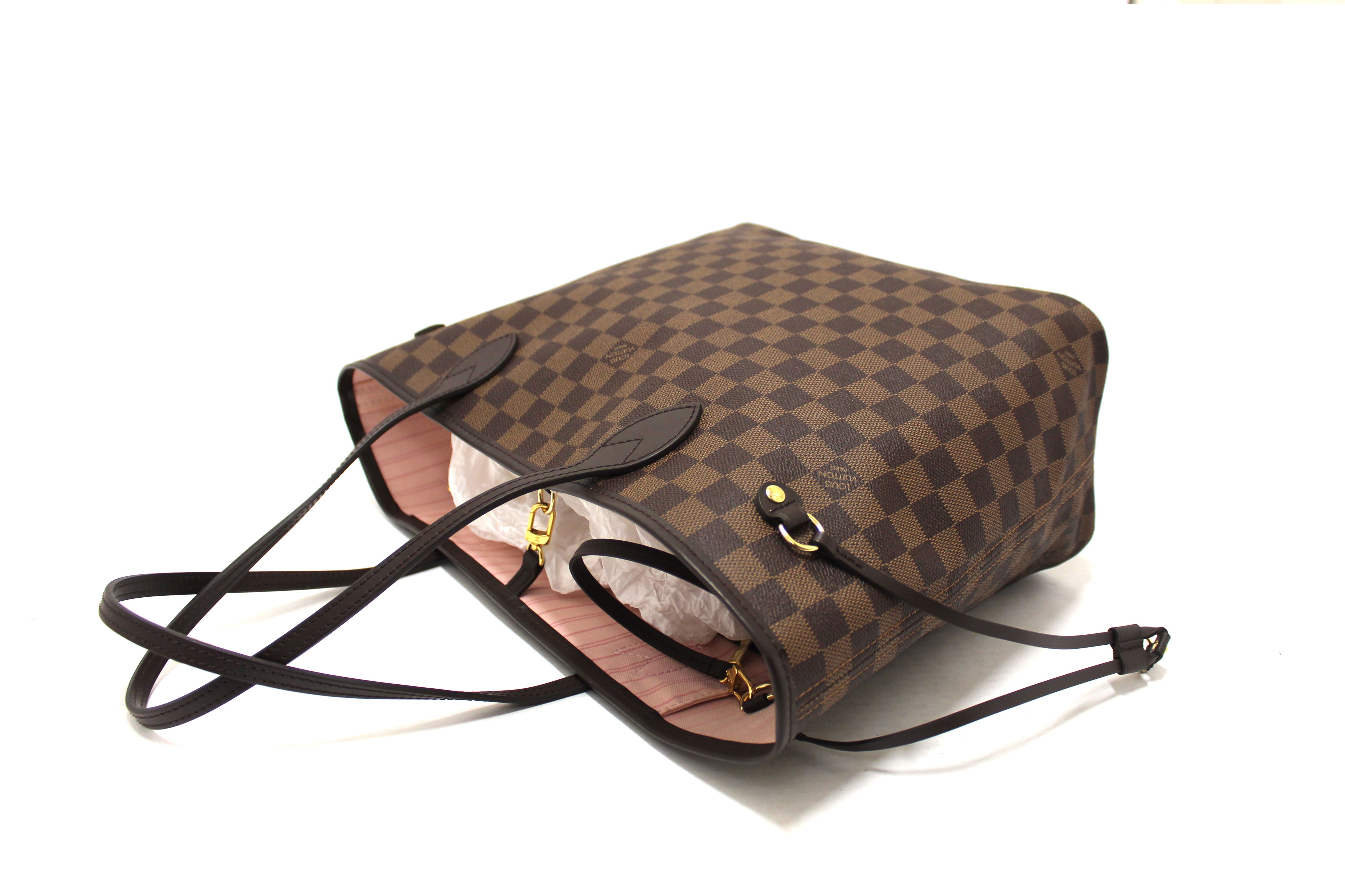 Authentic Louis Vuitton Damier Ebene Canvas Neverfull MM Tote Shoulder Bag