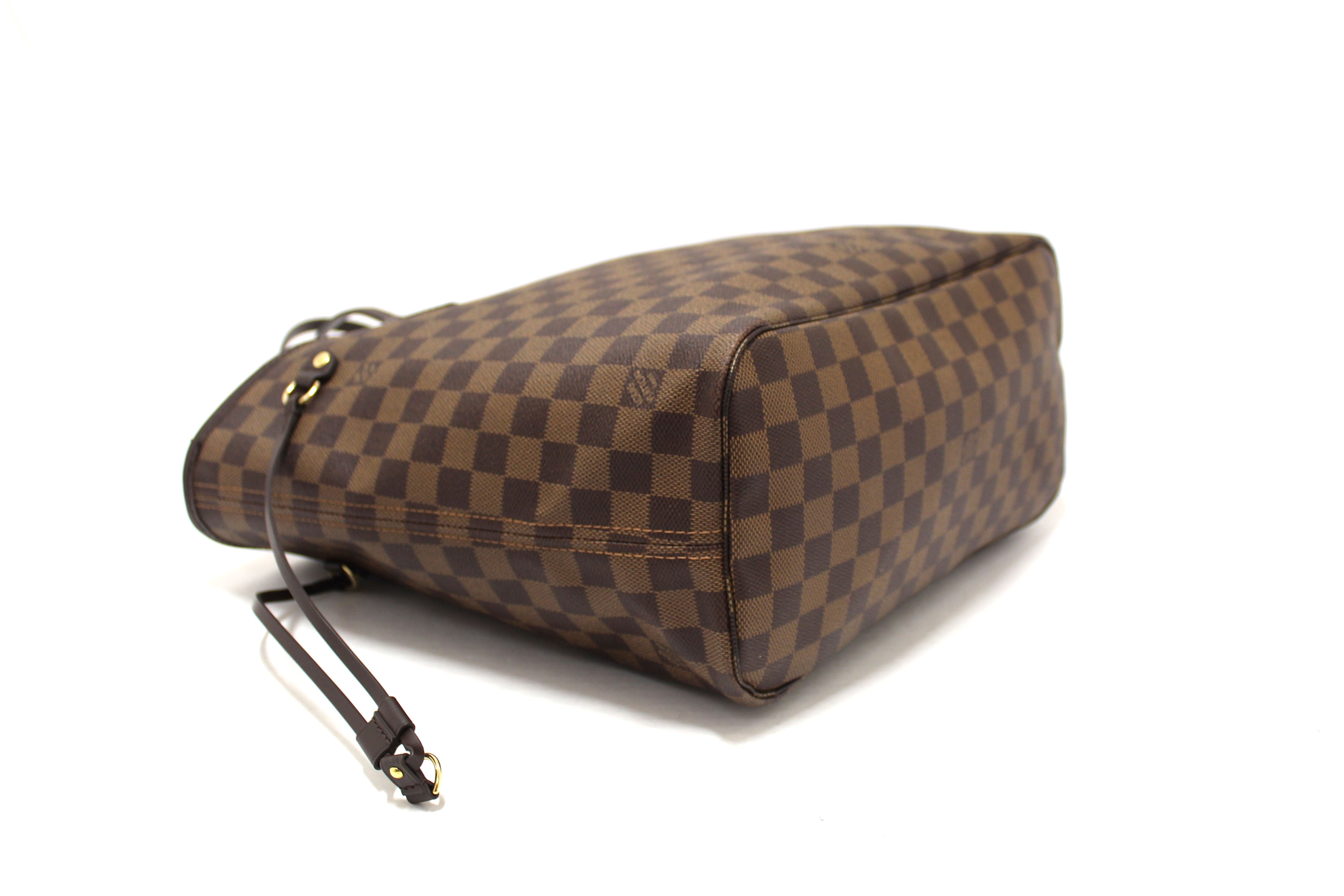 Authentic Louis Vuitton Damier Ebene Canvas Neverfull MM Tote Shoulder Bag