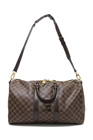 Authentic Louis Vuitton Damier Ebene Keepall Bandouliere 45 Travel Bag