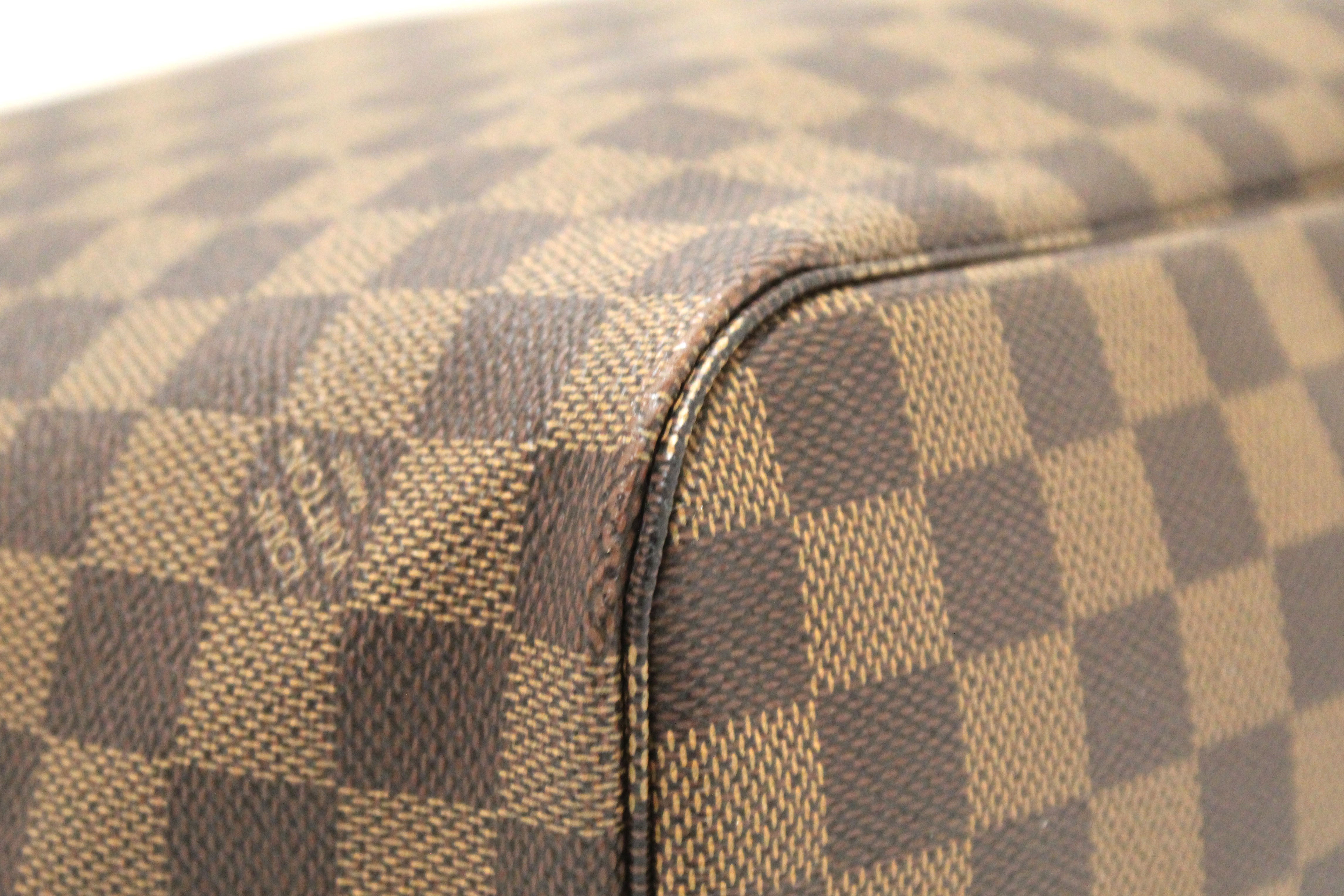 Authentic Louis Vuitton Damier Ebene Canvas Neverfull MM Tote Shoulder Bag