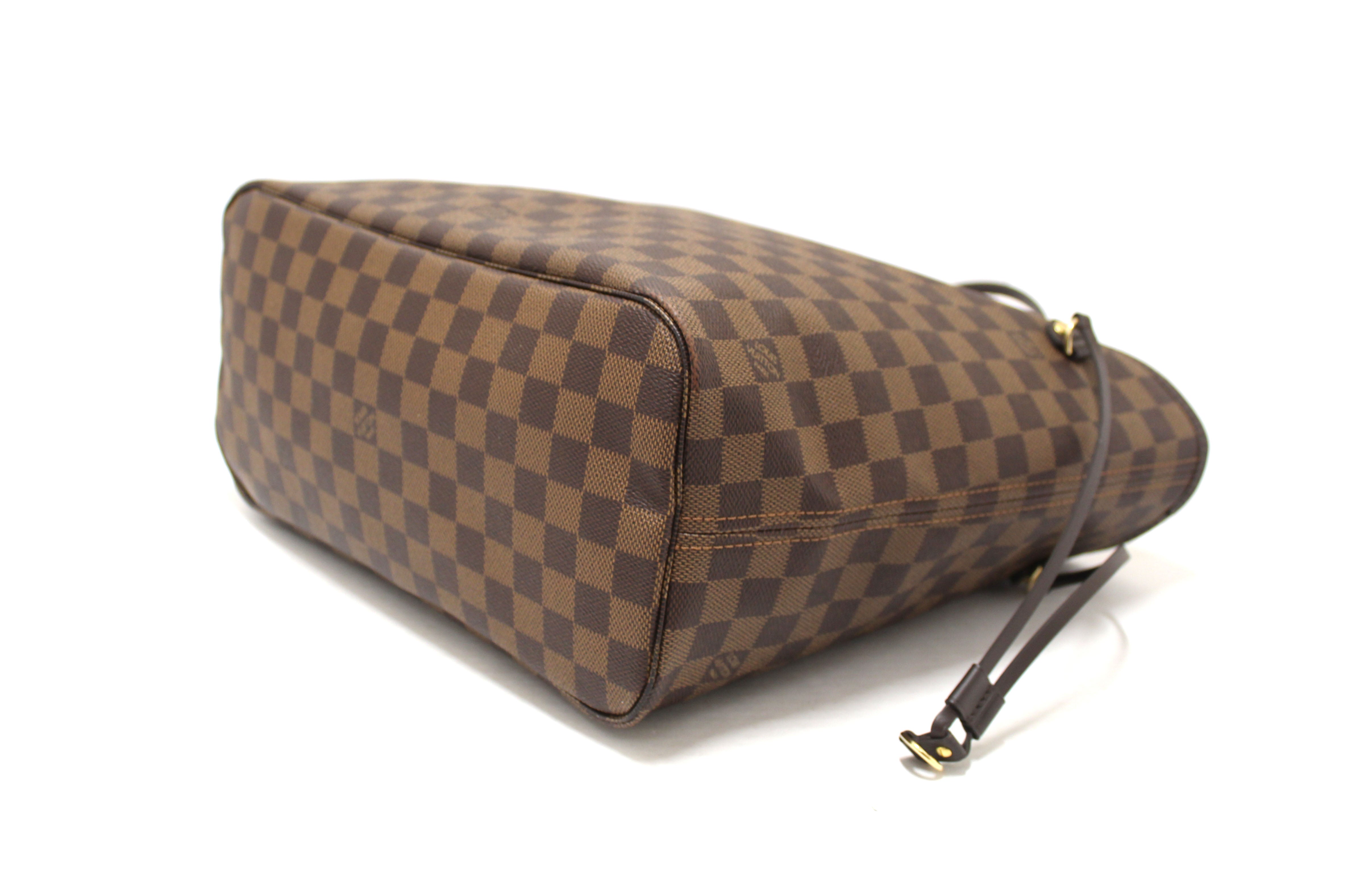 Authentic Louis Vuitton Damier Ebene Canvas Neverfull MM Tote Shoulder Bag