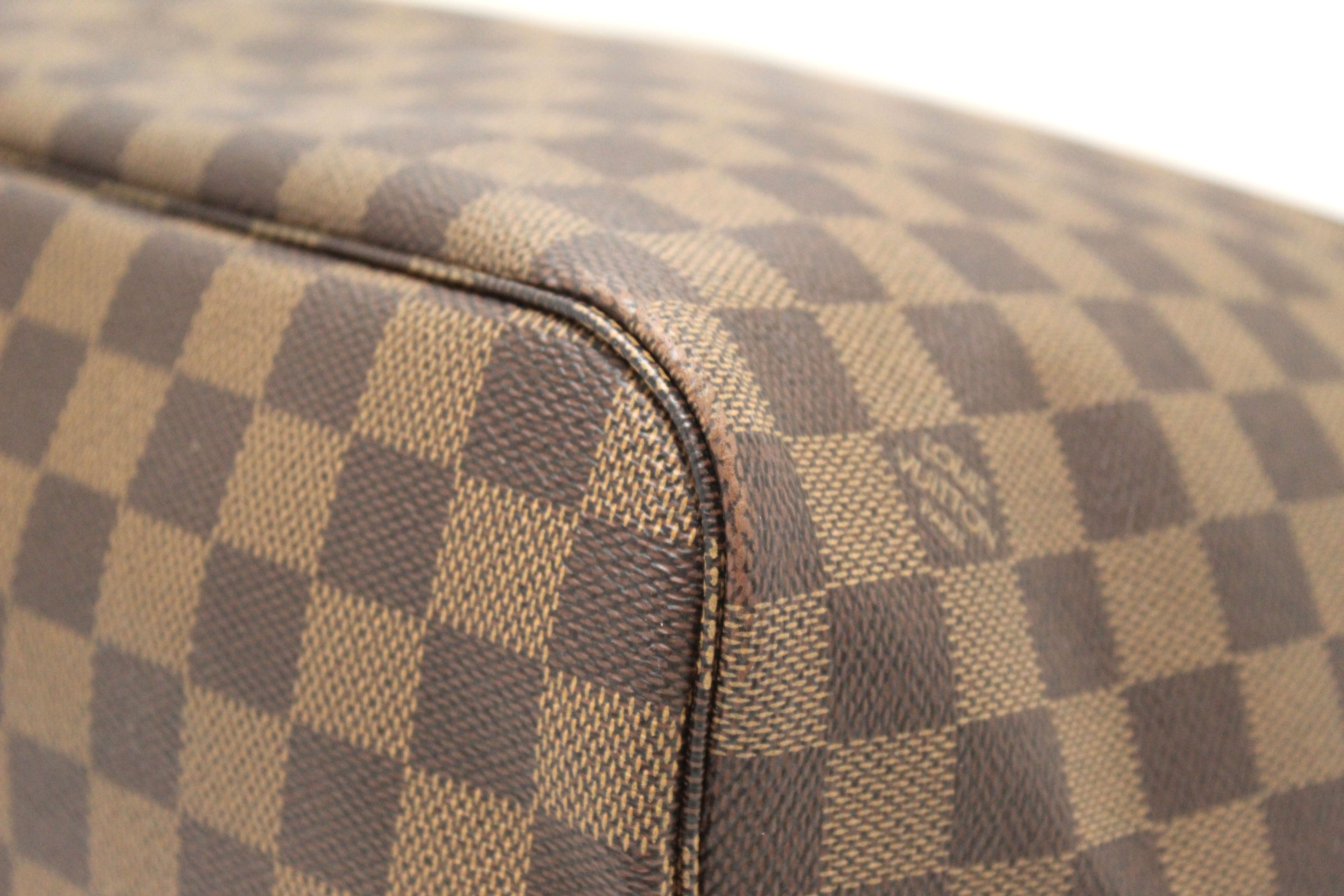 Authentic Louis Vuitton Damier Ebene Canvas Neverfull MM Tote Shoulder Bag