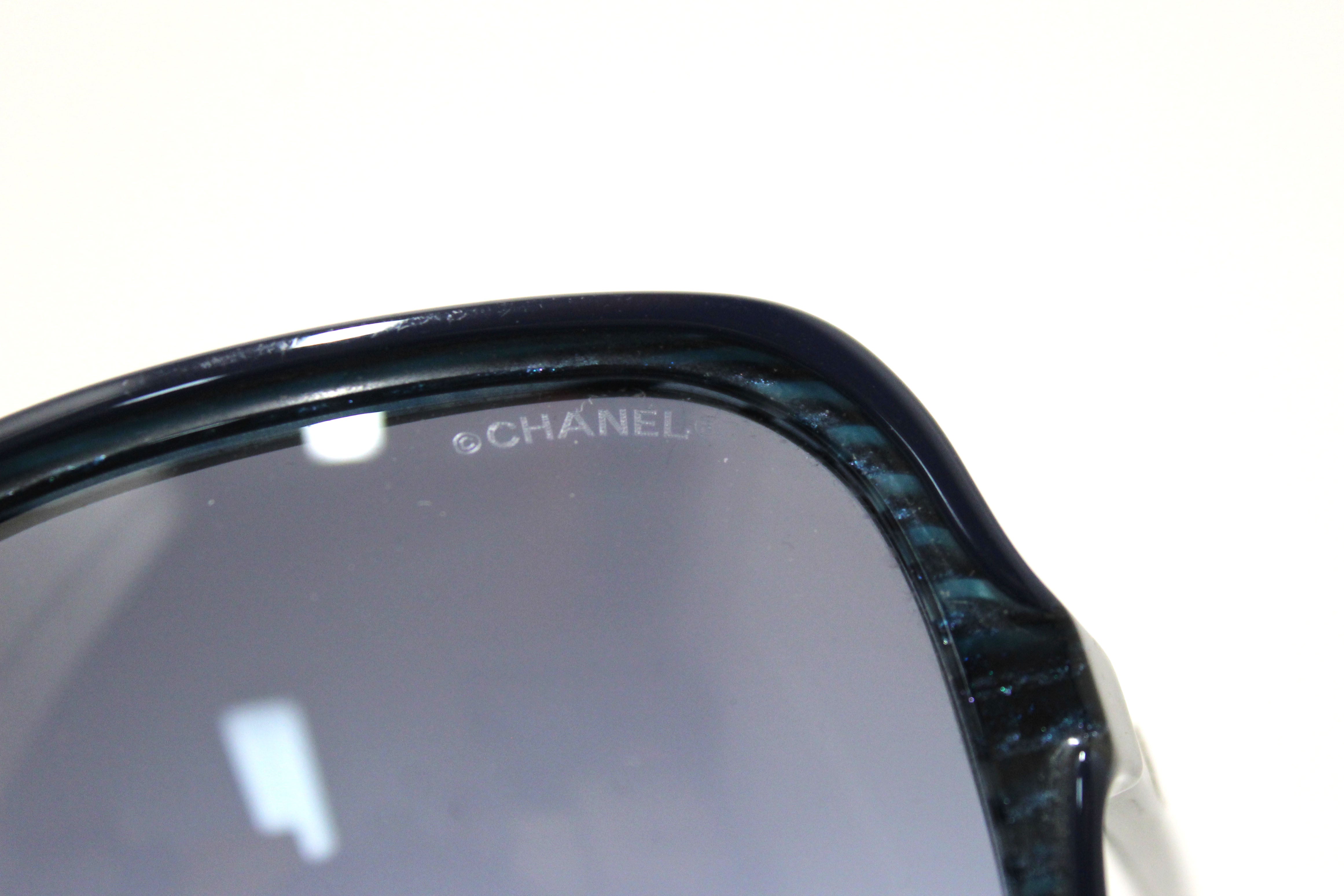 Authentic Chanel Blue Tortoise Square Sunglasses