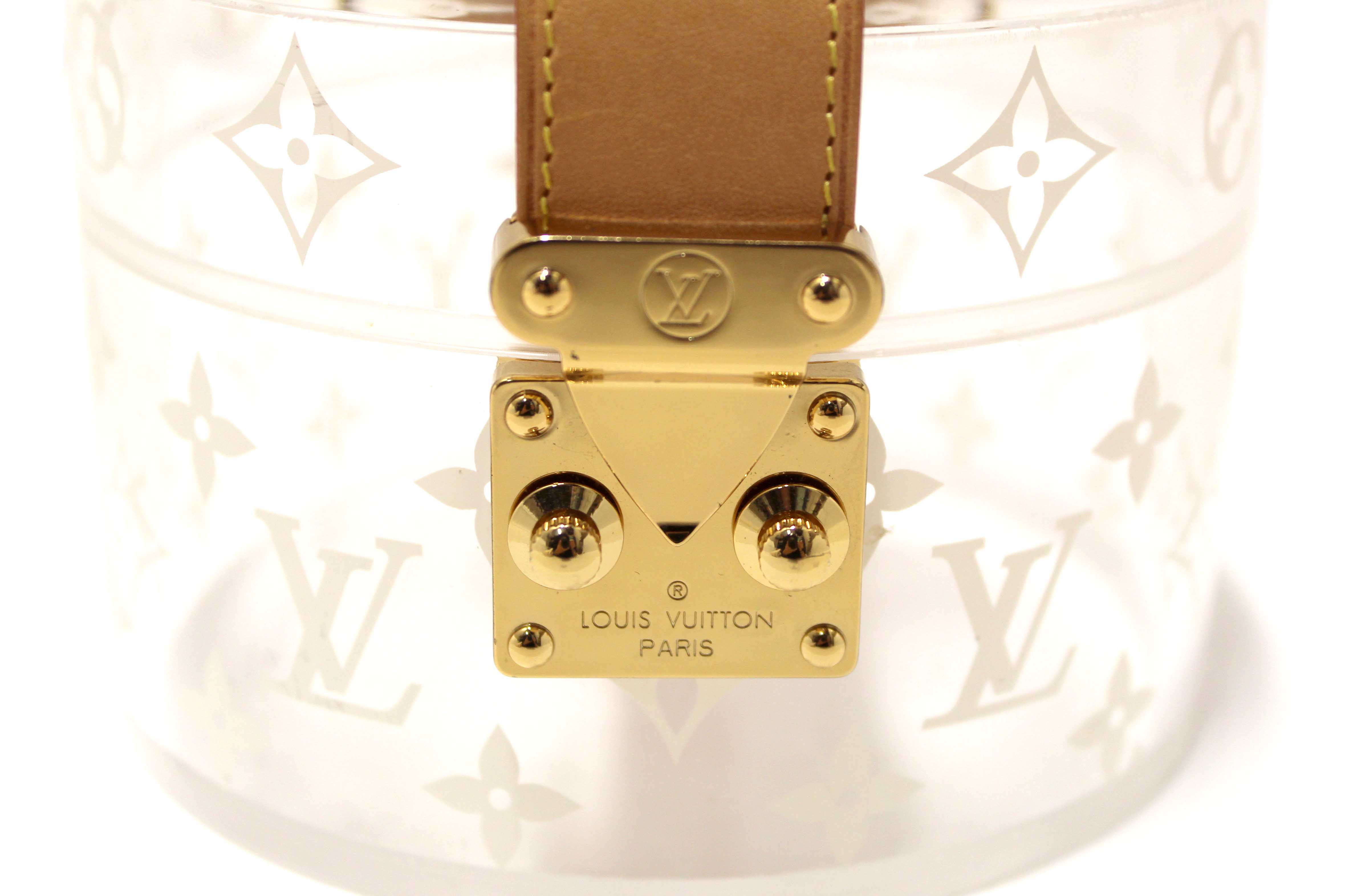 Authentic Louis Vuitton Monogram Print Transparent Plexiglass Scott Box