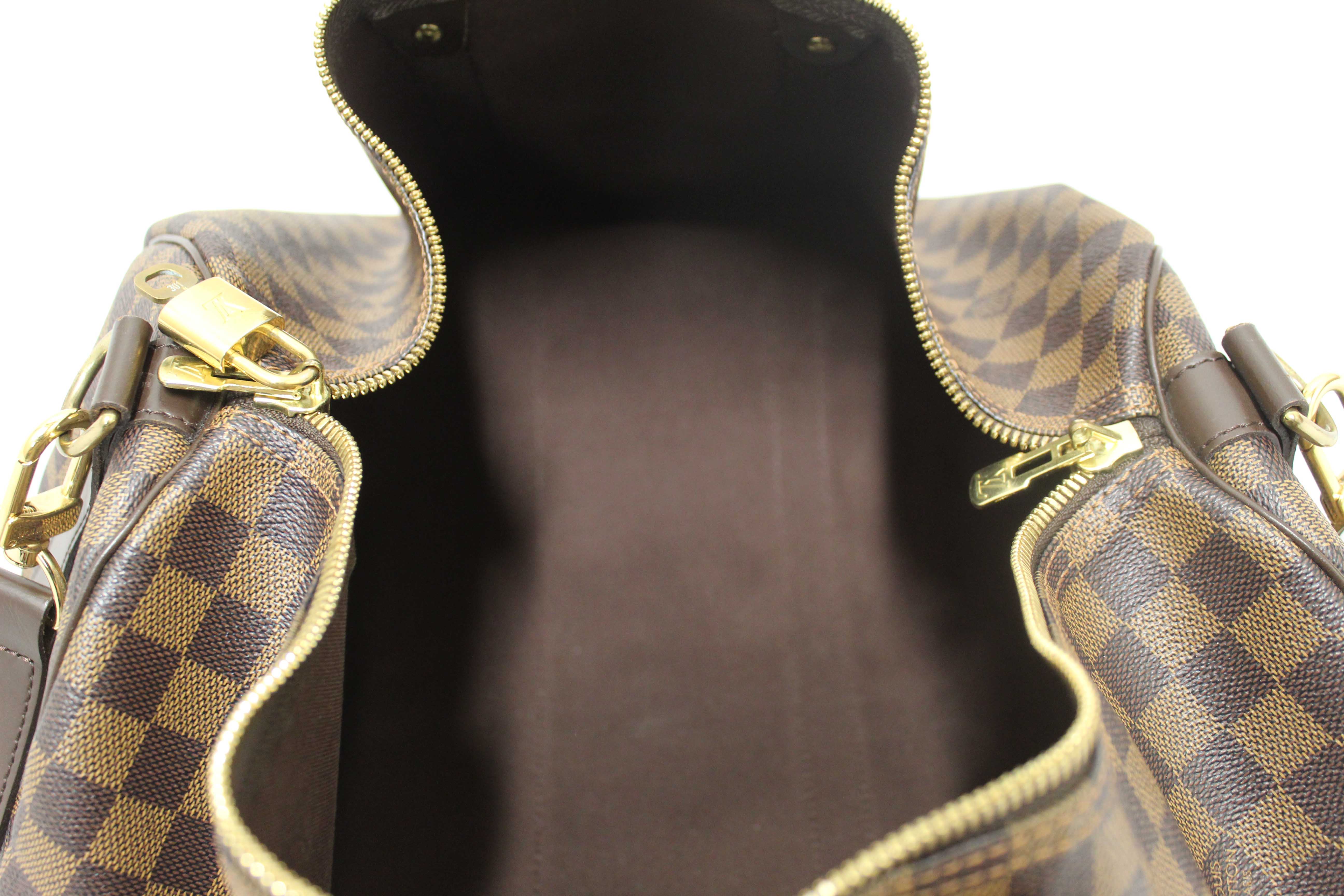 Authentic Louis Vuitton Damier Ebene Keepall Bandouliere 45 Travel Bag