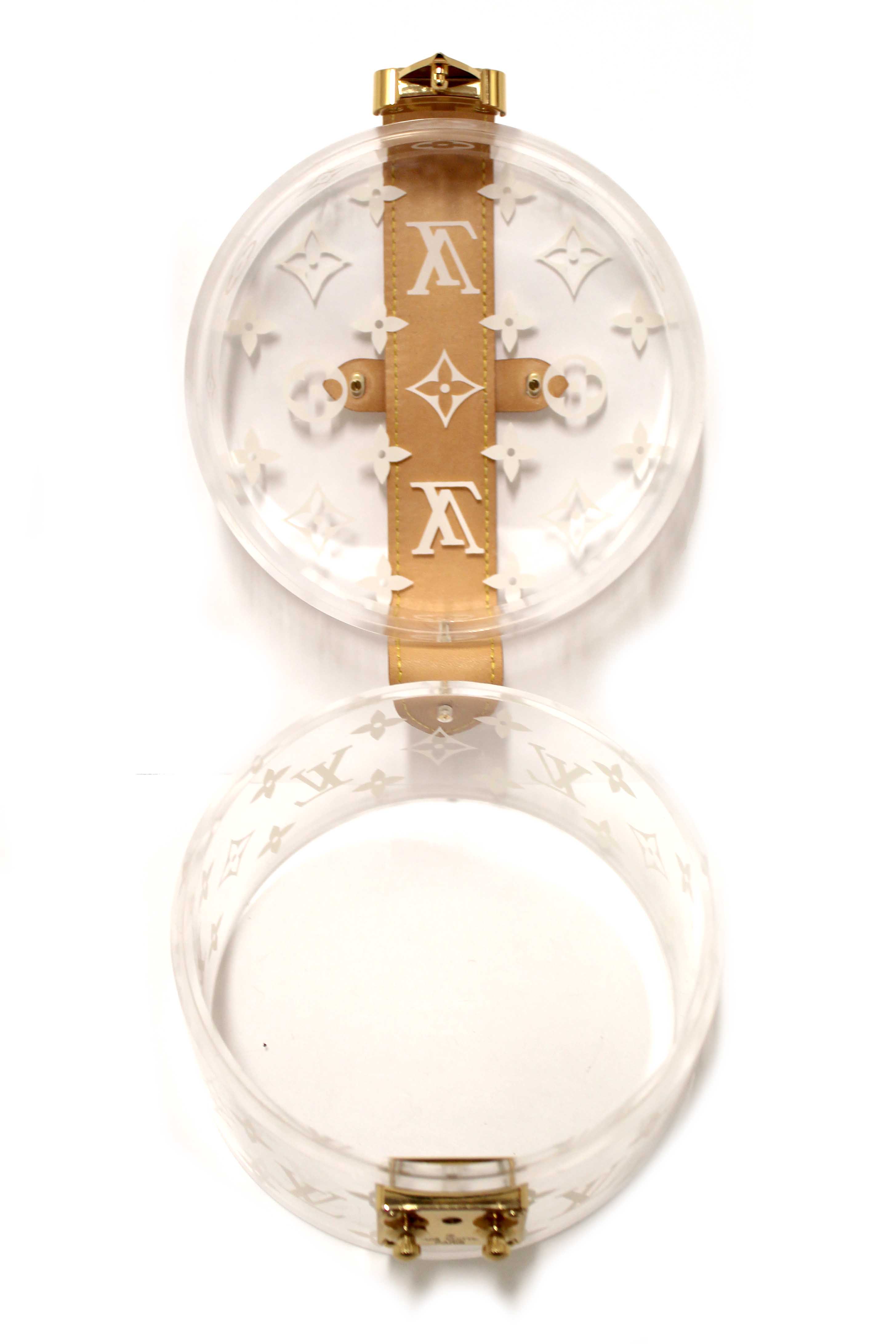 Authentic Louis Vuitton Monogram Print Transparent Plexiglass Scott Box