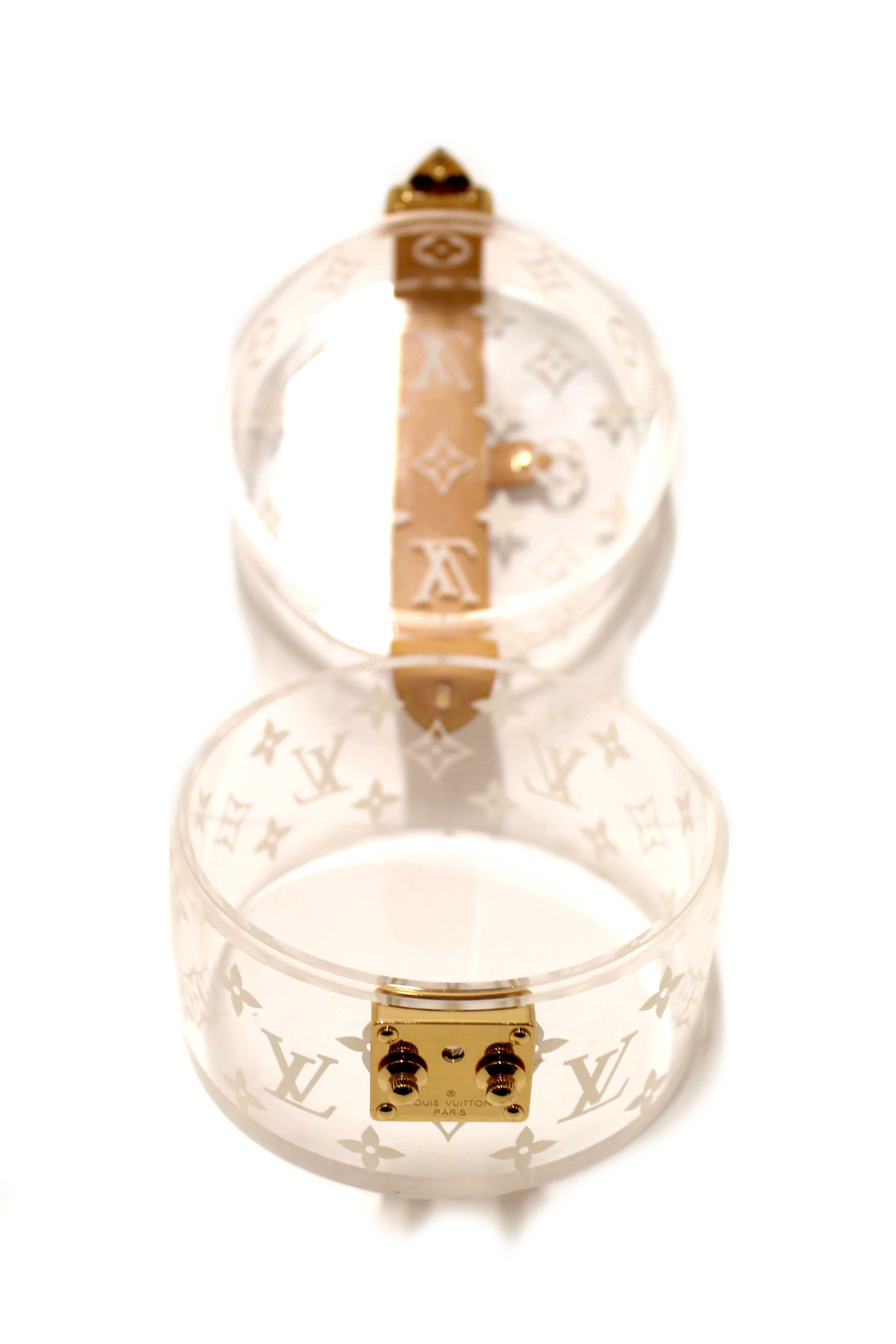 Authentic Louis Vuitton Monogram Print Transparent Plexiglass Scott Box