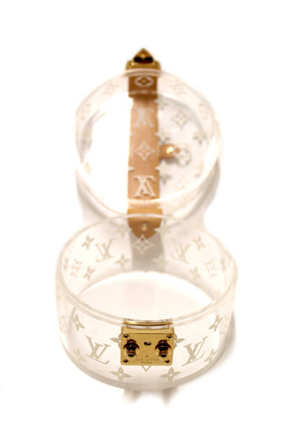 Authentic Louis Vuitton Monogram Print Transparent Plexiglass Scott Box