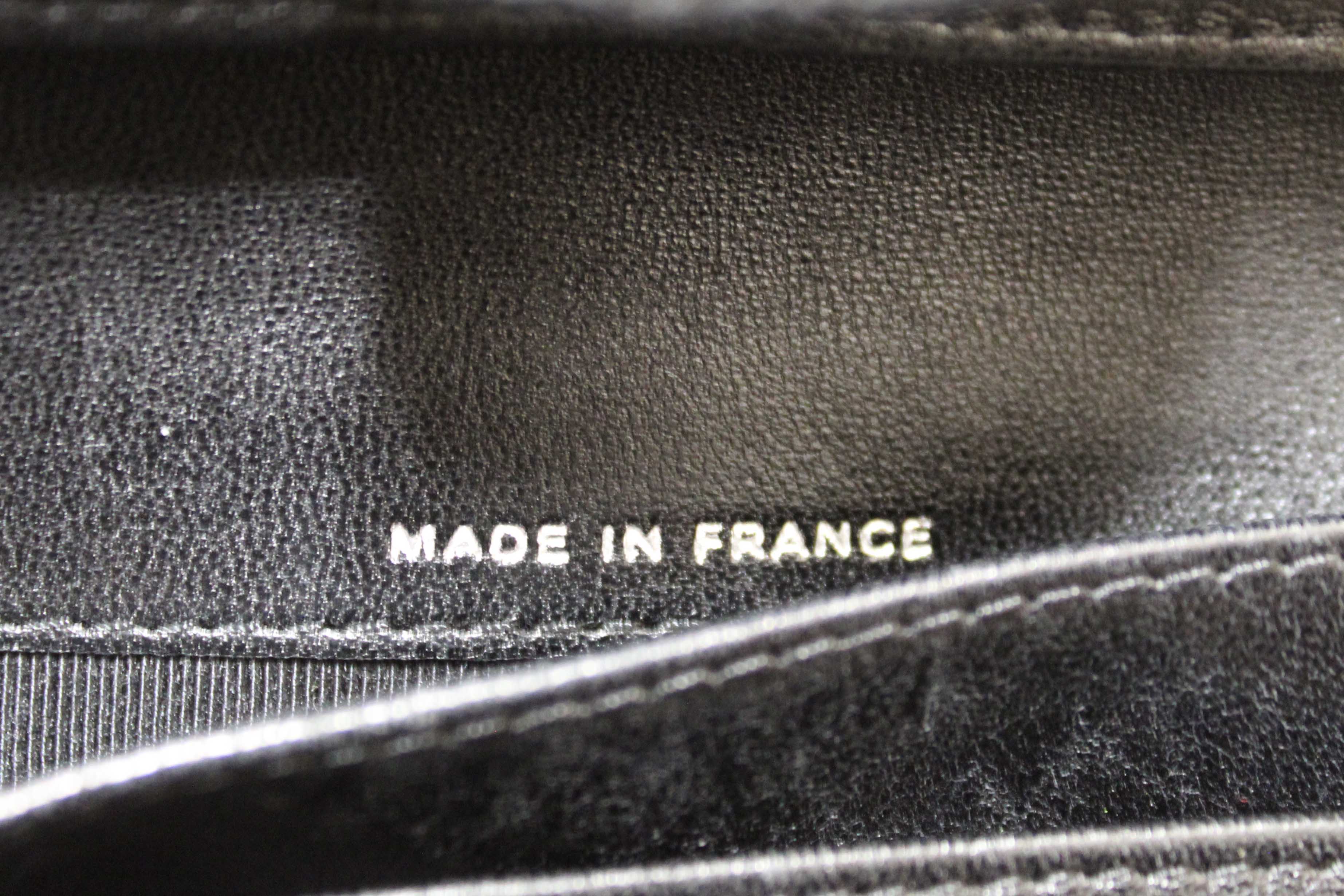 Authentic Chanel Black Quilted Lambskin Leather Trifold Flap Wallet