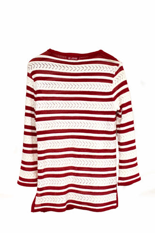 Authentic St John Red and White Striped Knit Sweater Size