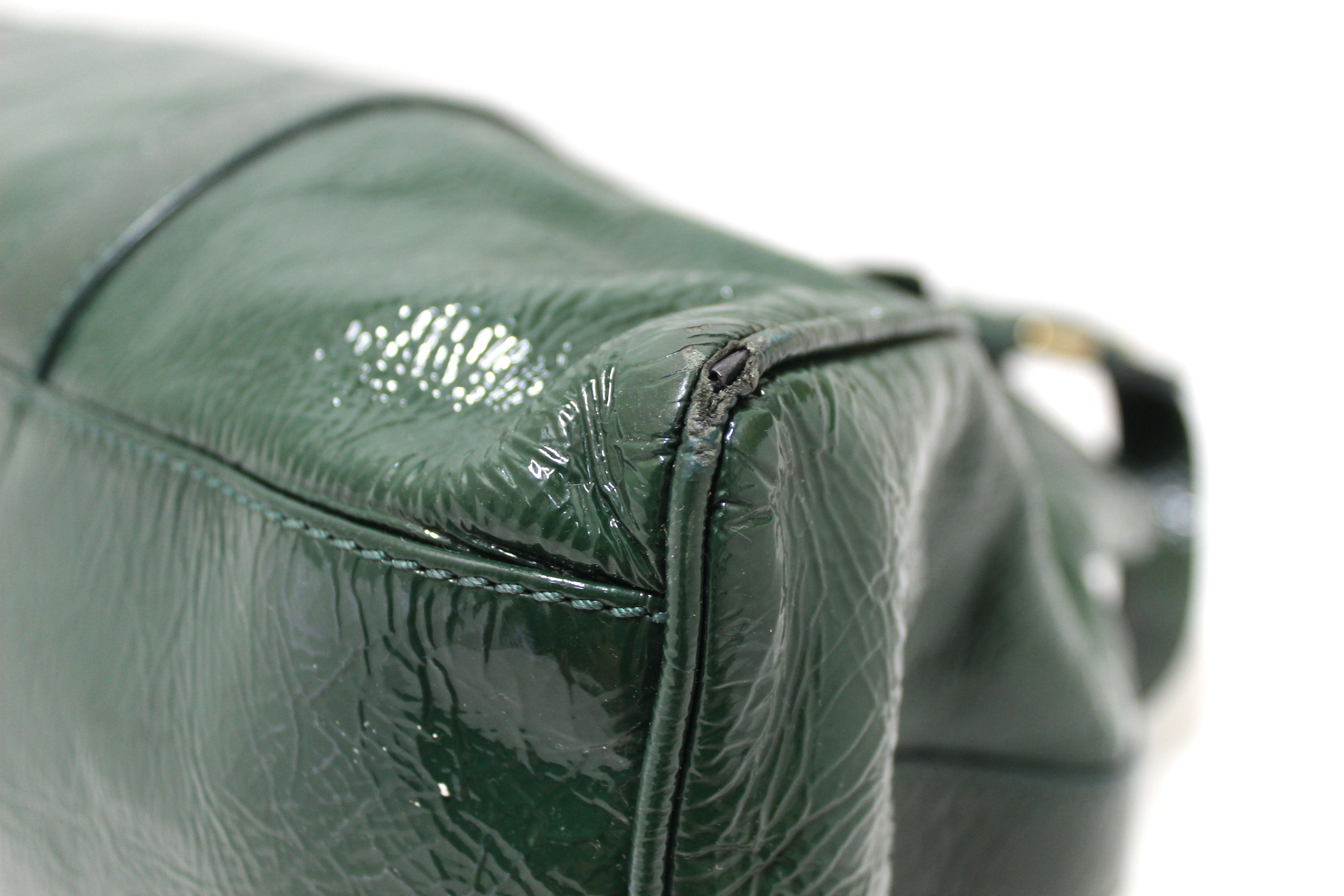 Authentic Fendi Green Patent Leather Shoulder Bag