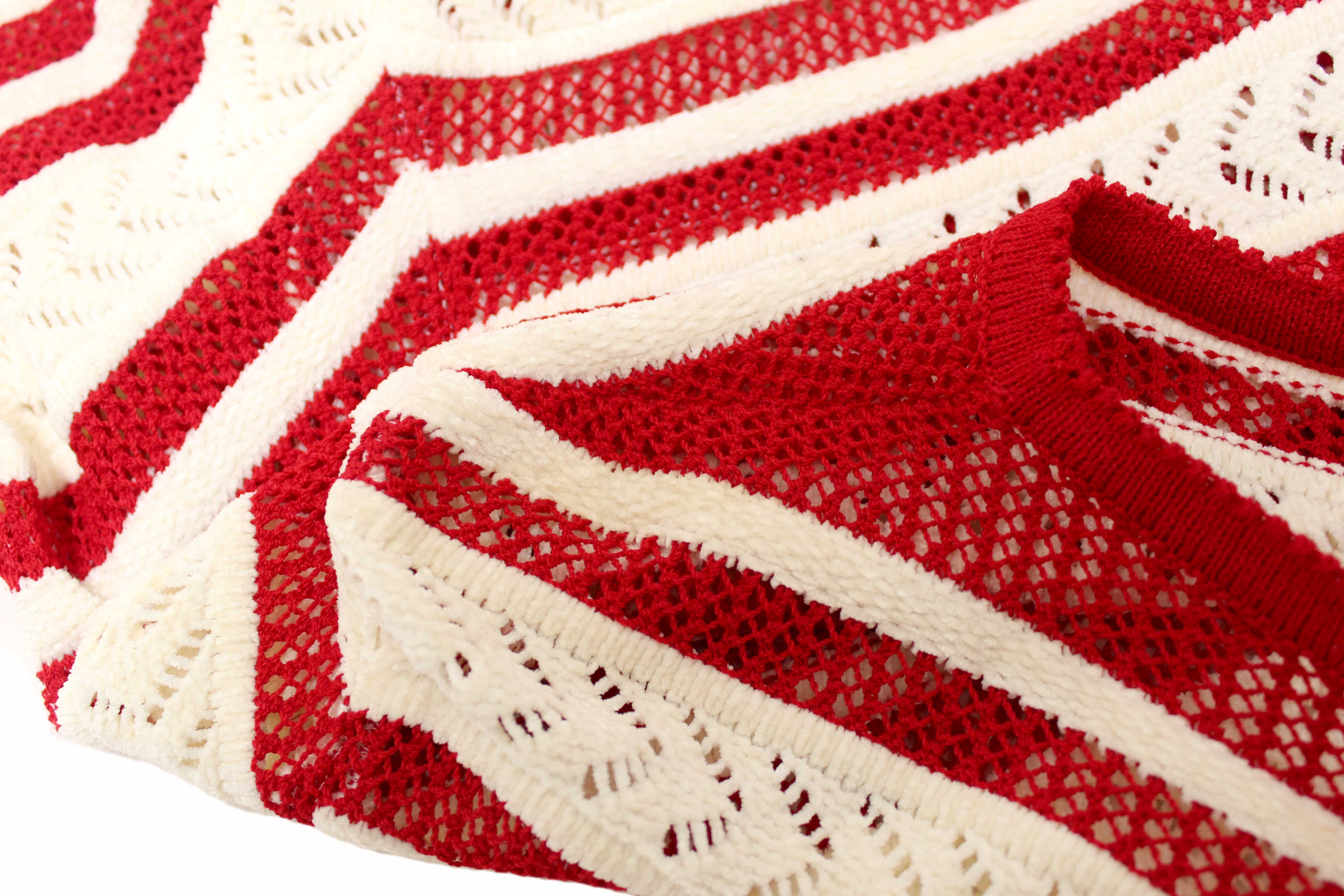 Authentic St John Red and White Striped Knit Sweater Size