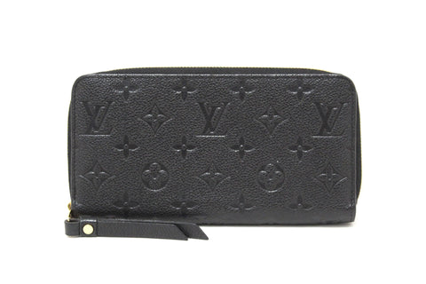 Authentic Louis Vuitton Black Monogram Empreinte Leather Zippy Wallet