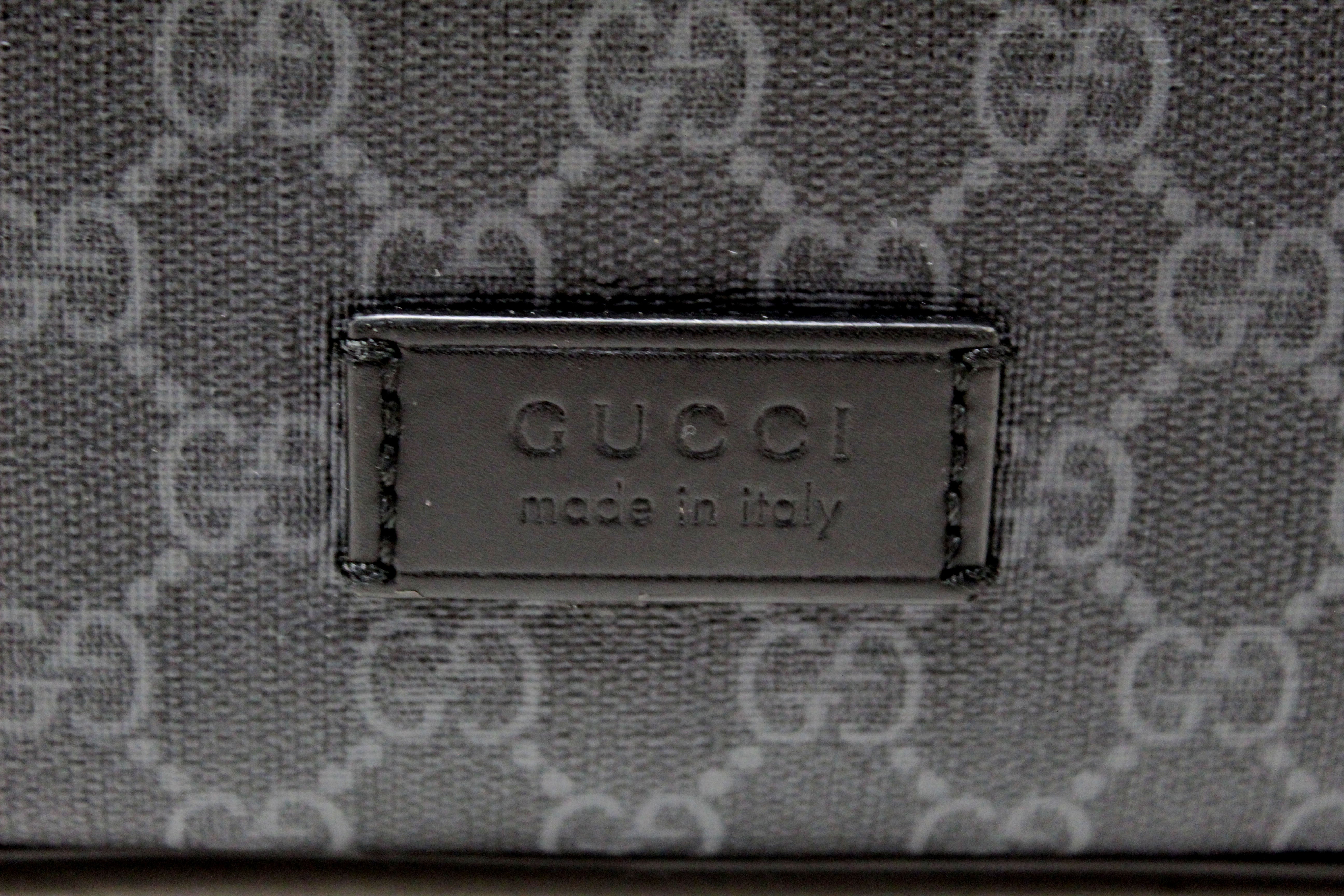 Authentic Gucci Black and Grey GG Supreme Canvas Belt Bag 474293