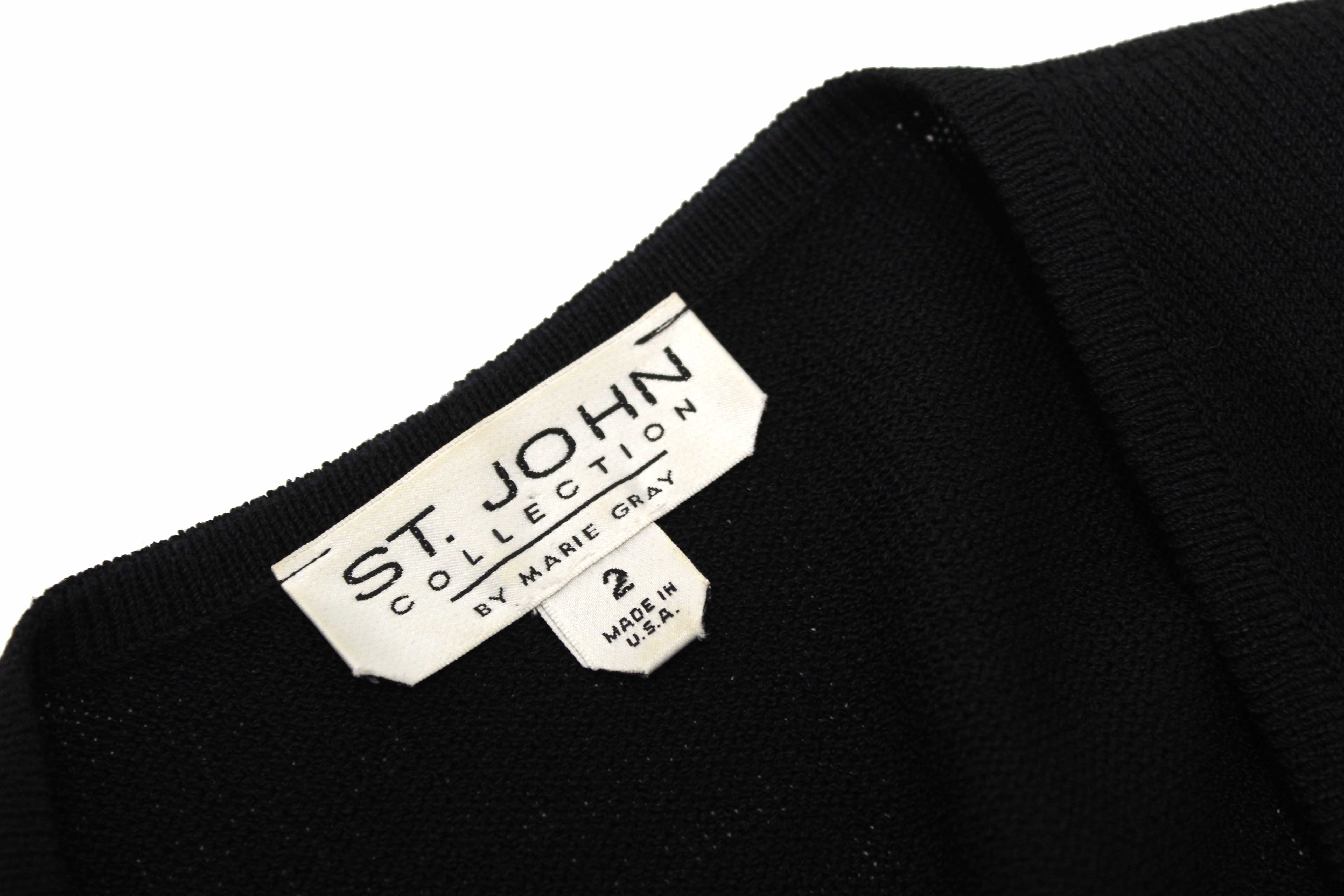 Authentic St John Black Wrap-Around Knit Dress Size Size 2