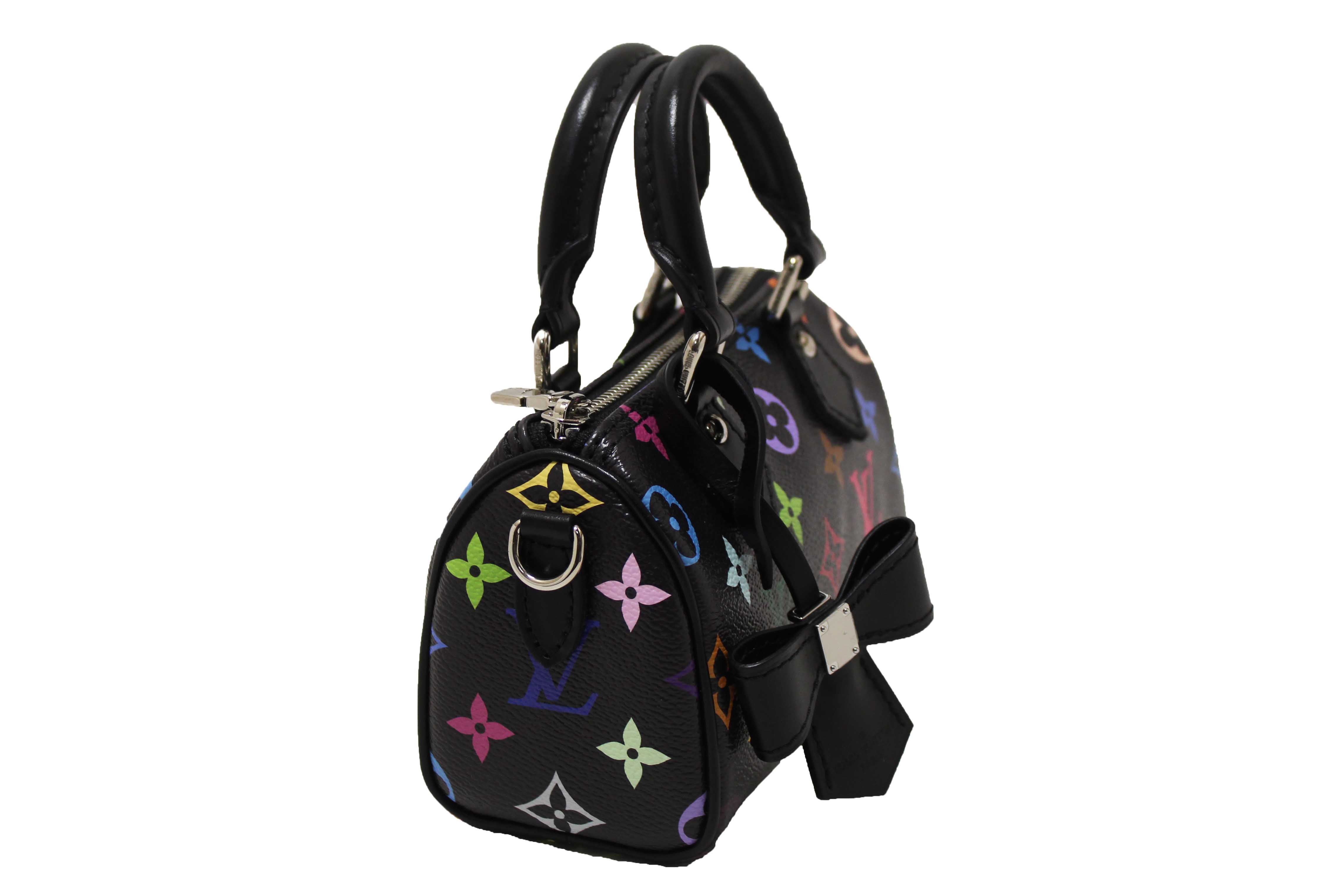 Authentic Louis Vuitton Limited Edition Black Multicolor Monogram LV x TM Nano Speedy Bag
