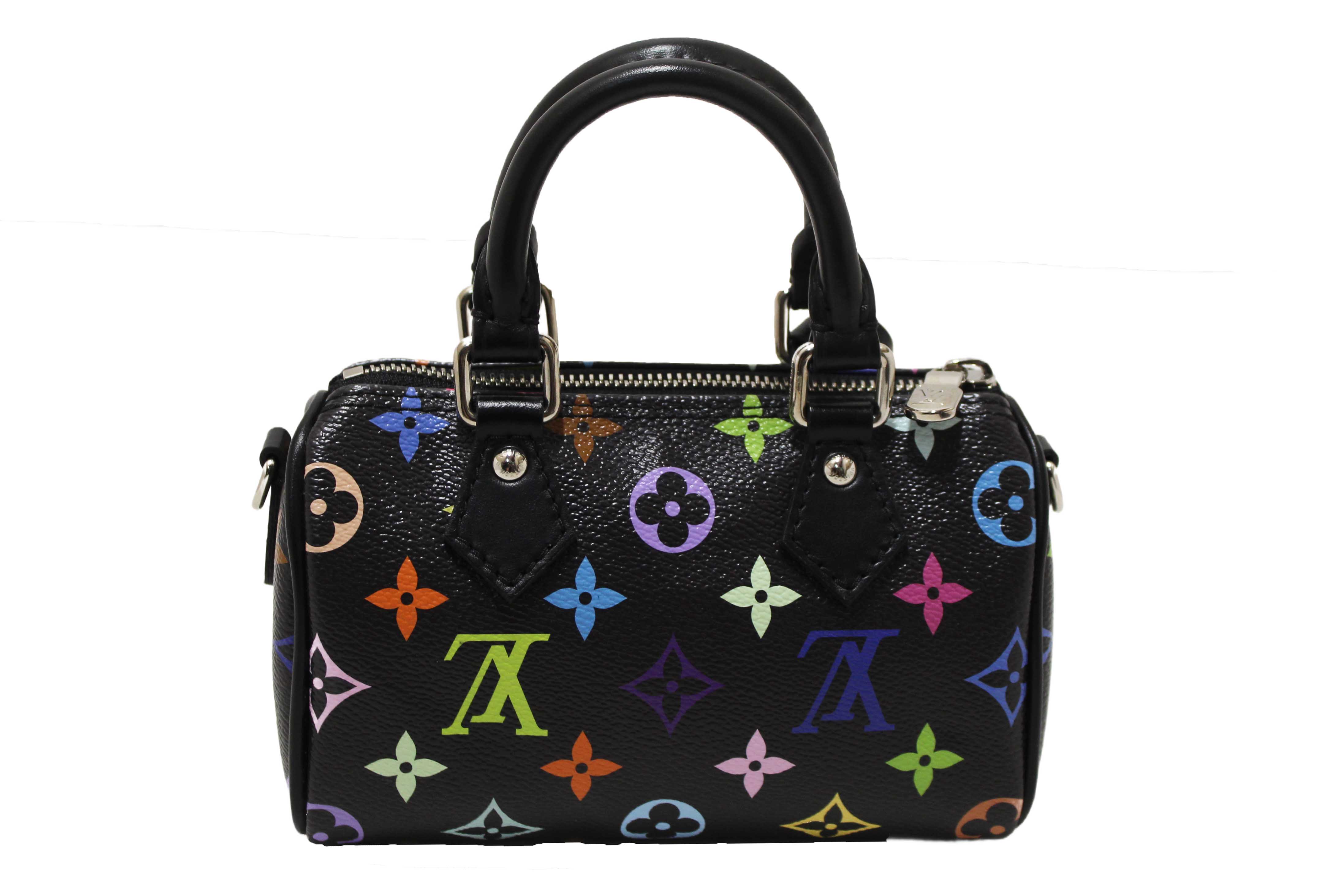 Authentic Louis Vuitton Limited Edition Black Multicolor Monogram LV x TM Nano Speedy Bag