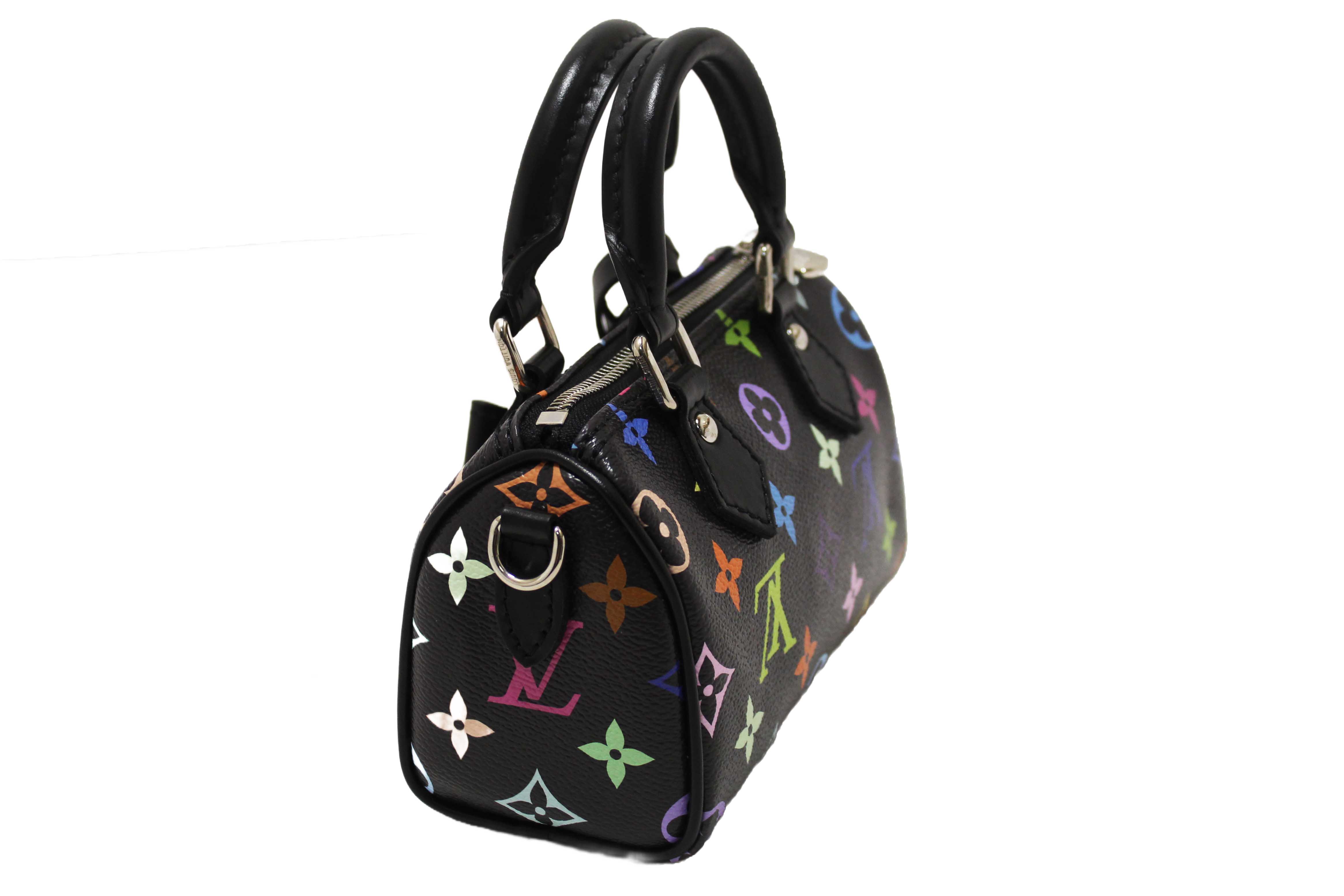 Authentic Louis Vuitton Limited Edition Black Multicolor Monogram LV x TM Nano Speedy Bag