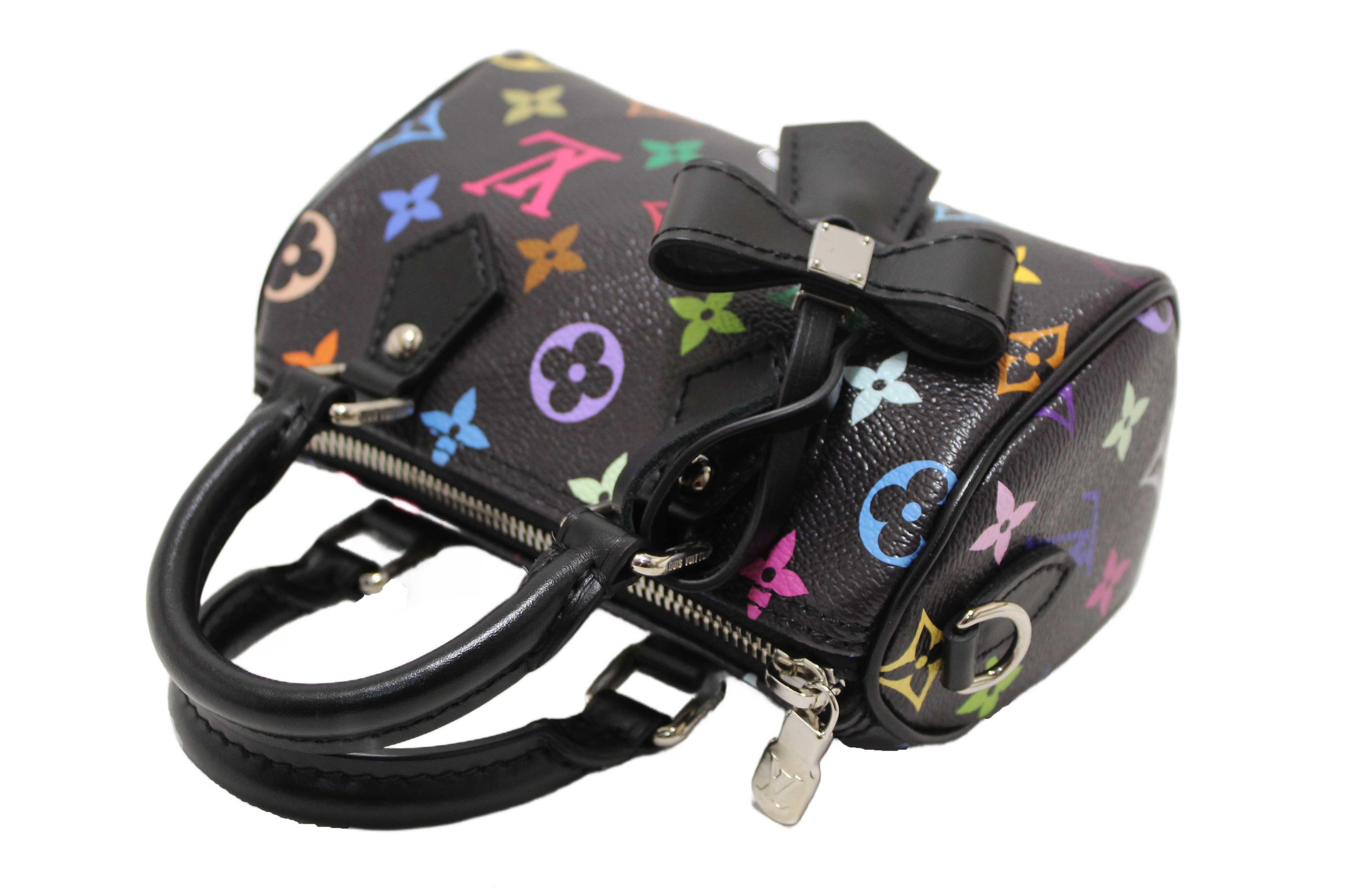 Authentic Louis Vuitton Limited Edition Black Multicolor Monogram LV x TM Nano Speedy Bag