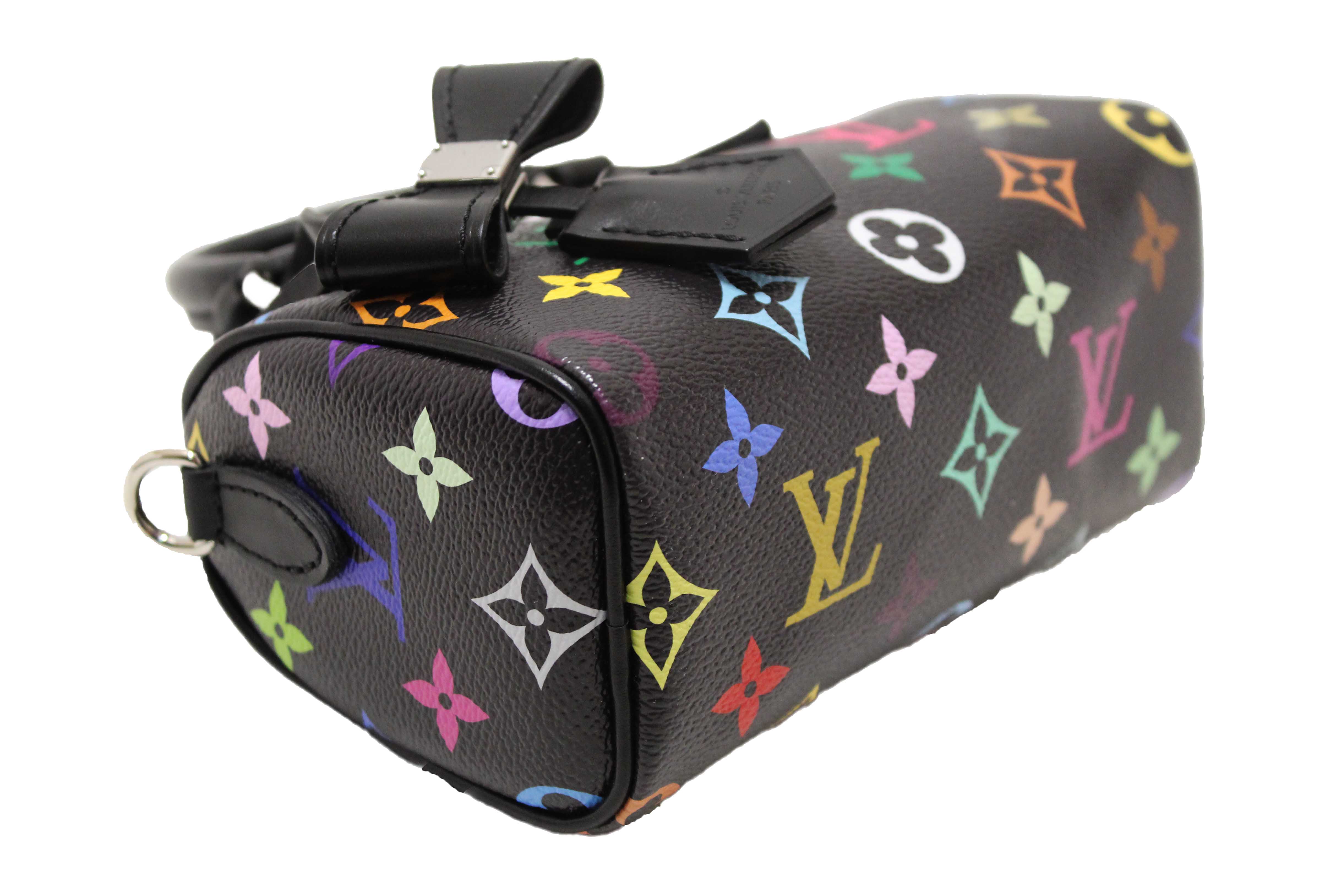 Authentic Louis Vuitton Limited Edition Black Multicolor Monogram LV x TM Nano Speedy Bag