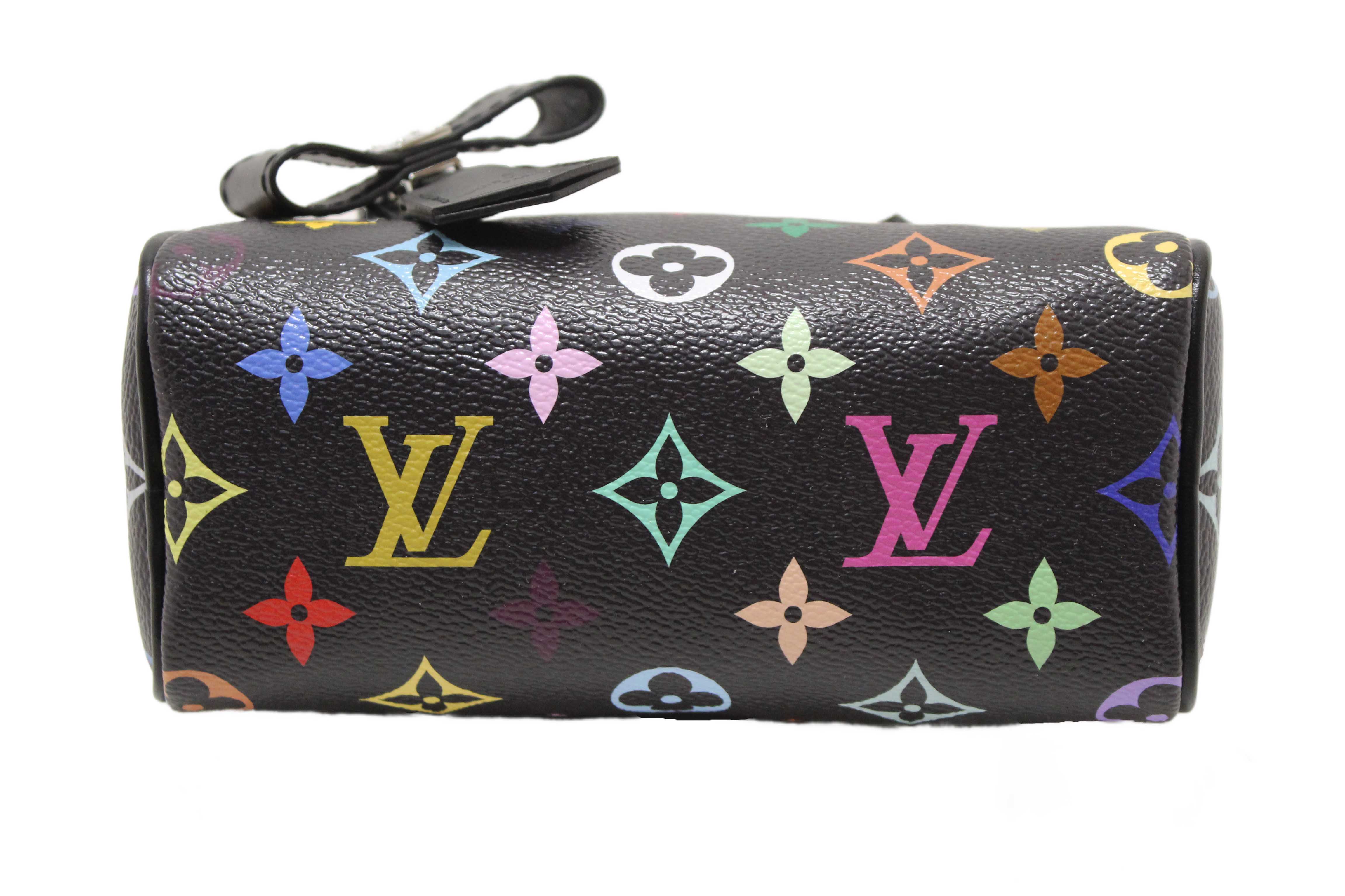 Authentic Louis Vuitton Limited Edition Black Multicolor Monogram LV x TM Nano Speedy Bag