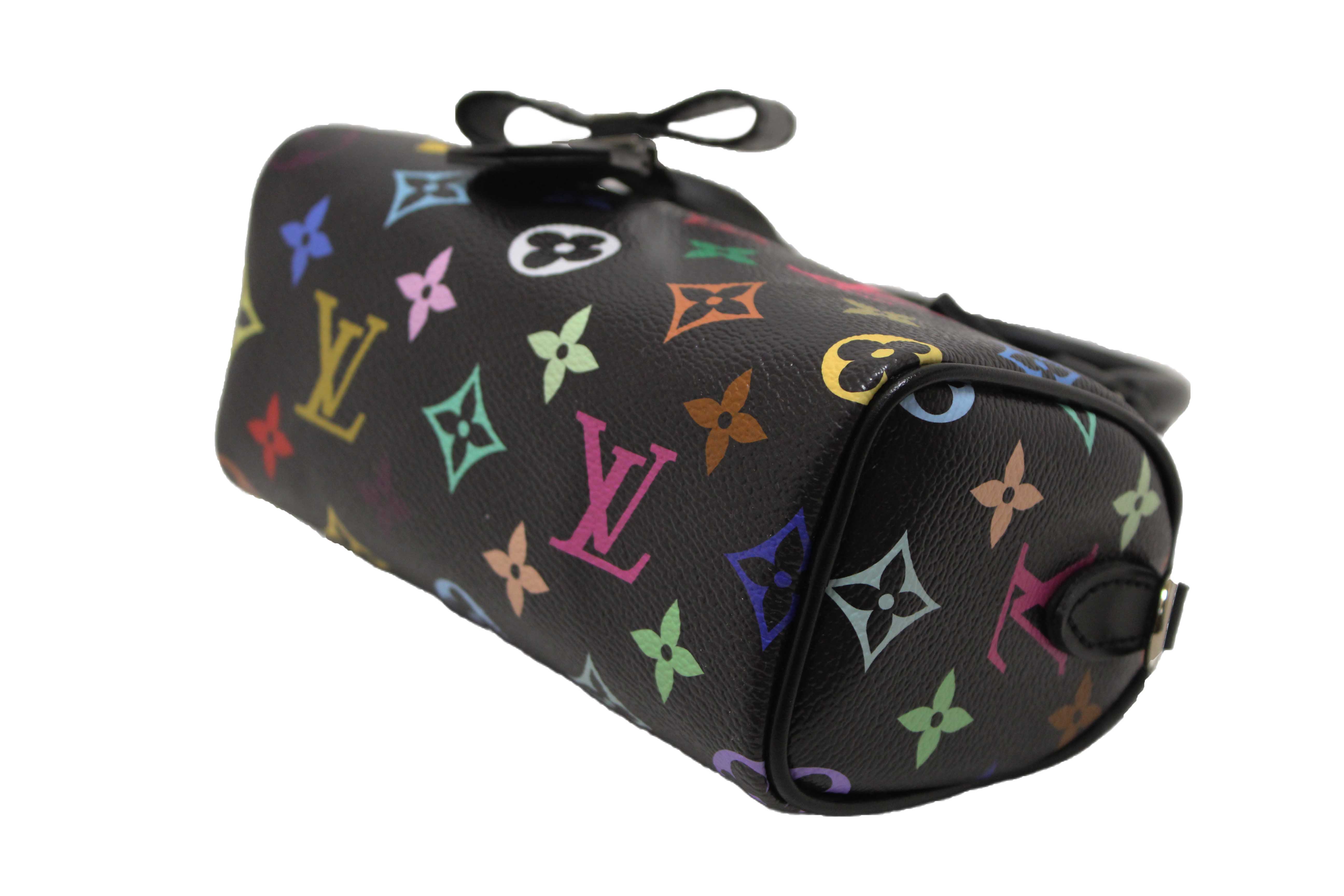 Authentic Louis Vuitton Limited Edition Black Multicolor Monogram LV x TM Nano Speedy Bag