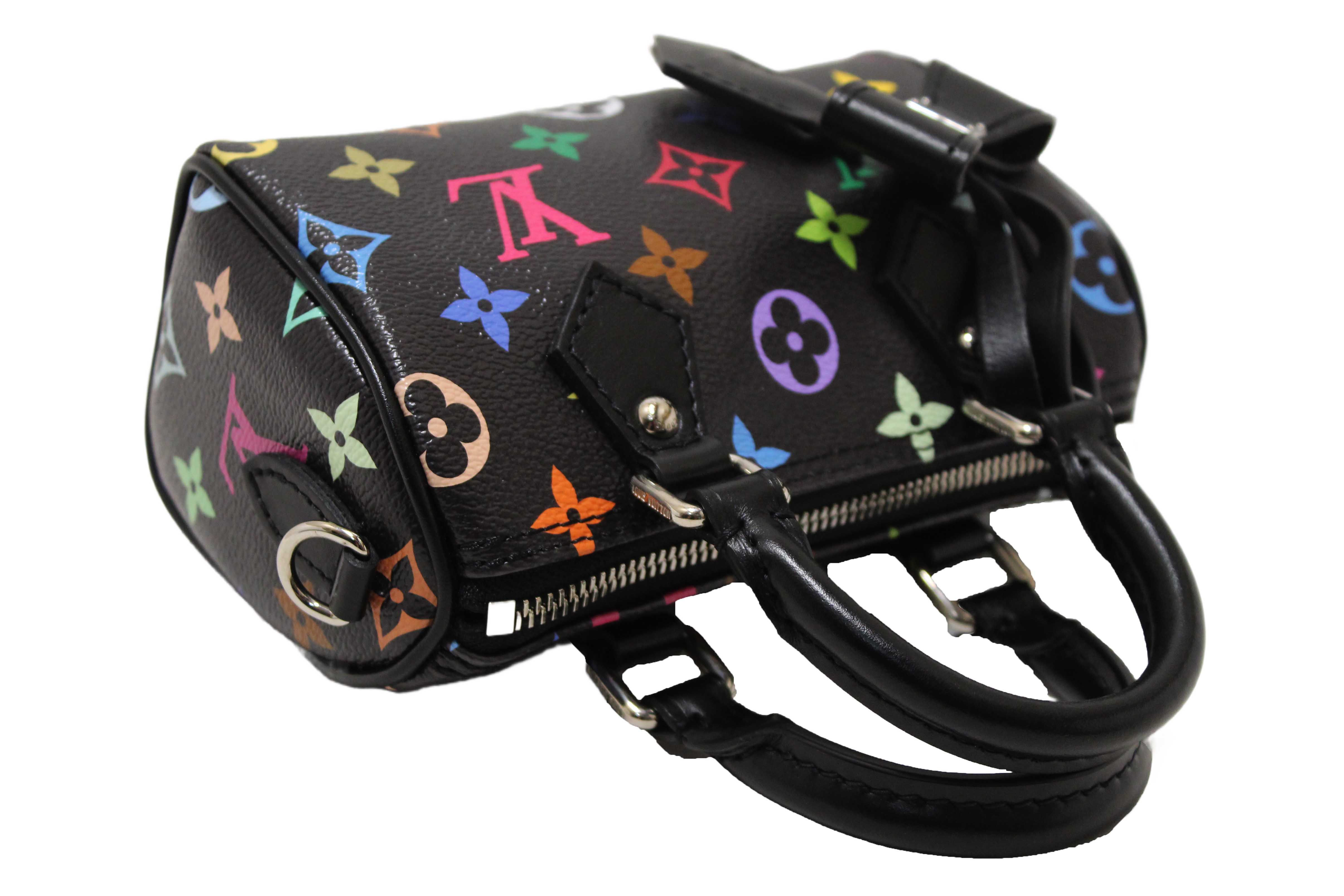 Authentic Louis Vuitton Limited Edition Black Multicolor Monogram LV x TM Nano Speedy Bag