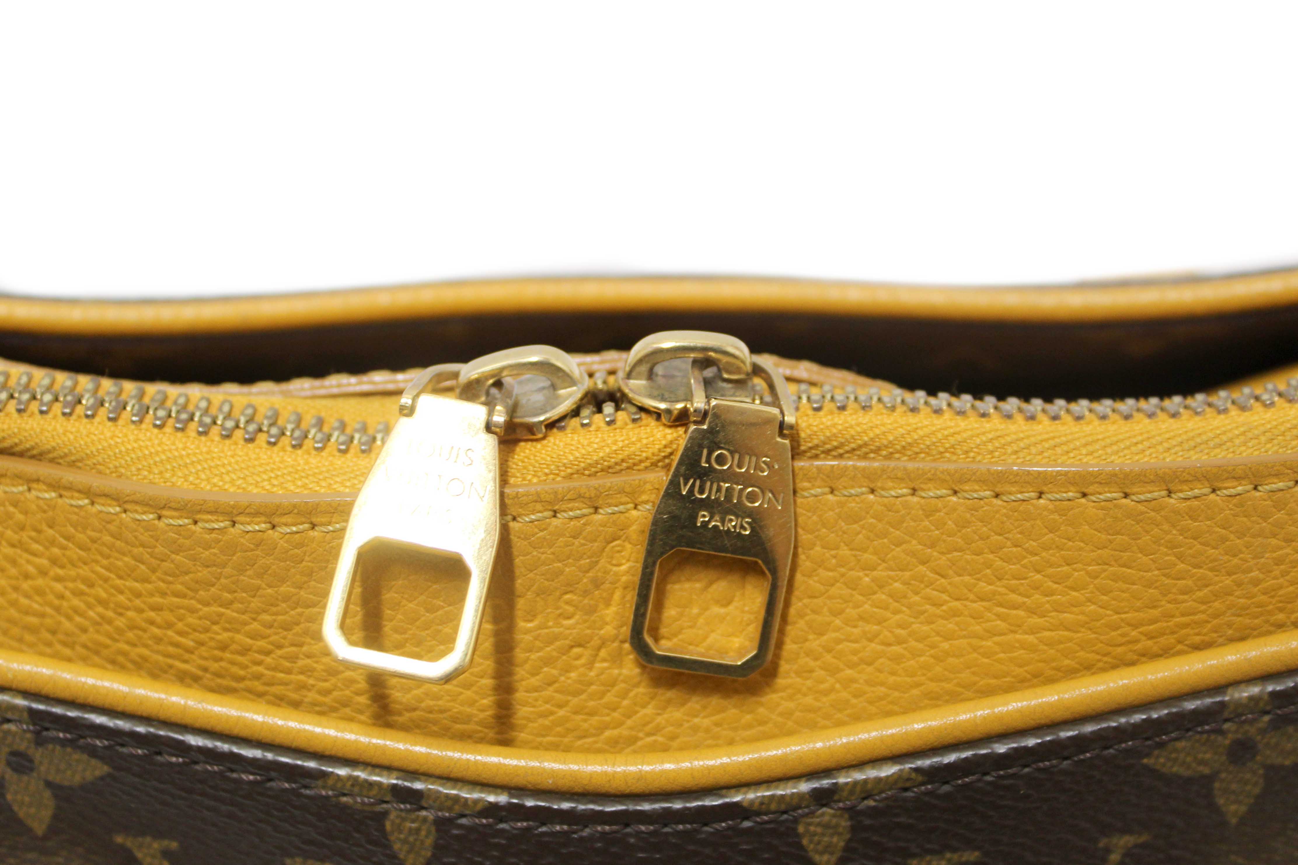 Authentic Louis Vuitton Classic Monogram with Safran Leather Pallas MM Handbag