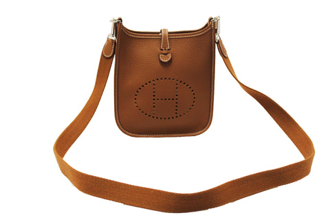 Authentic Hermes Brown Clemence Leather Evelyne 16 Amazone Bag