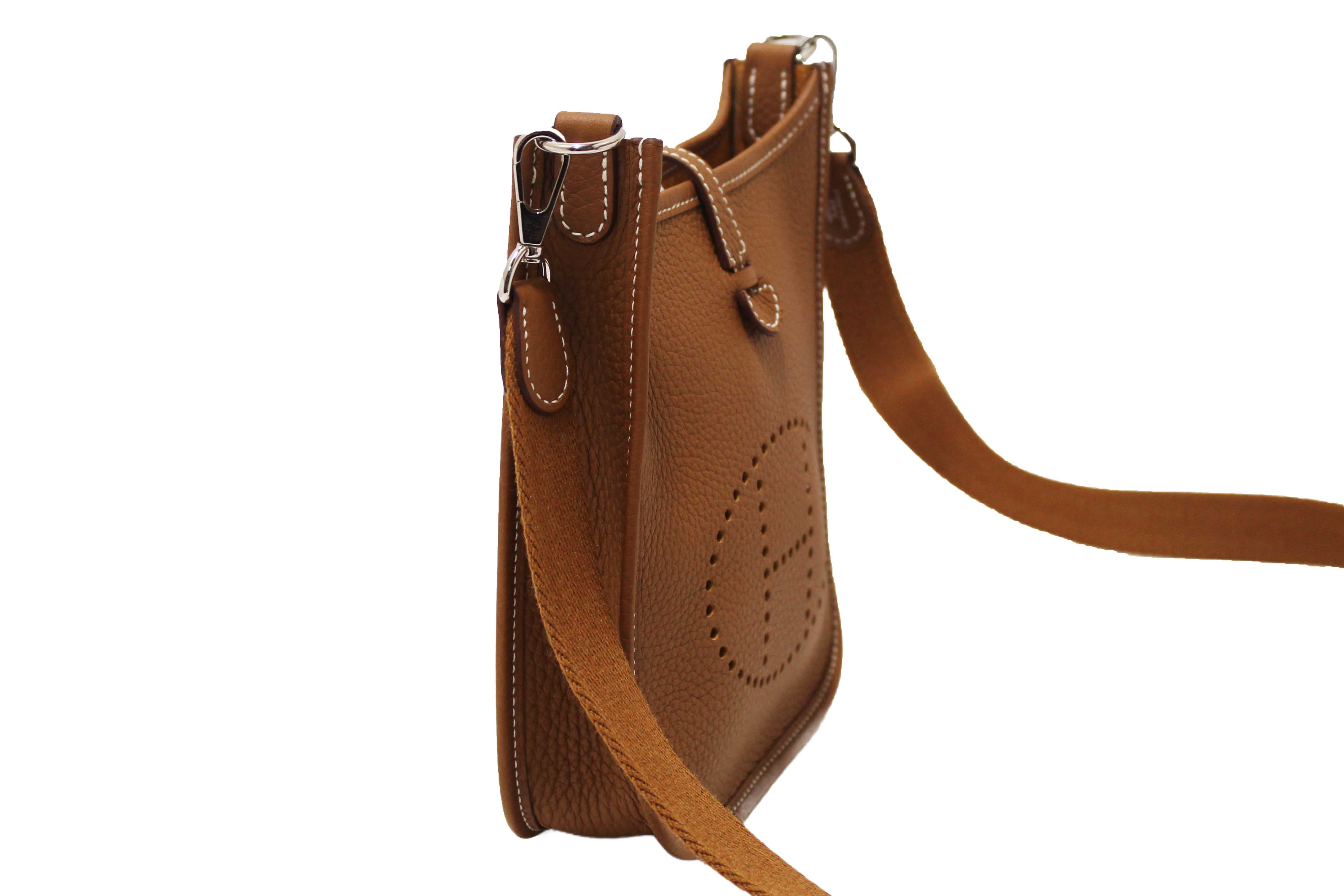 Authentic Hermes Brown Clemence Leather Evelyne 16 Amazone Bag