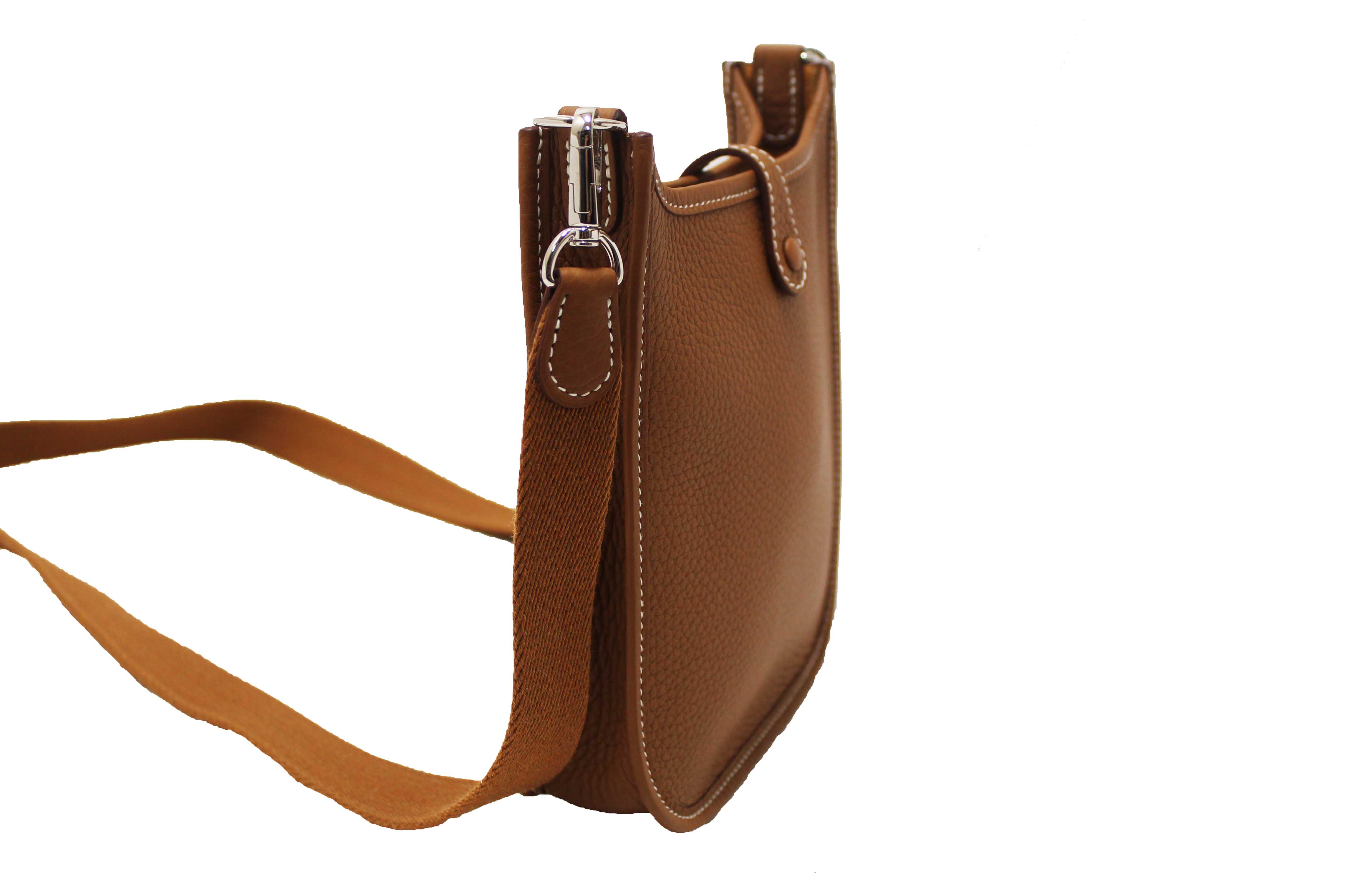 Authentic Hermes Brown Clemence Leather Evelyne 16 Amazone Bag