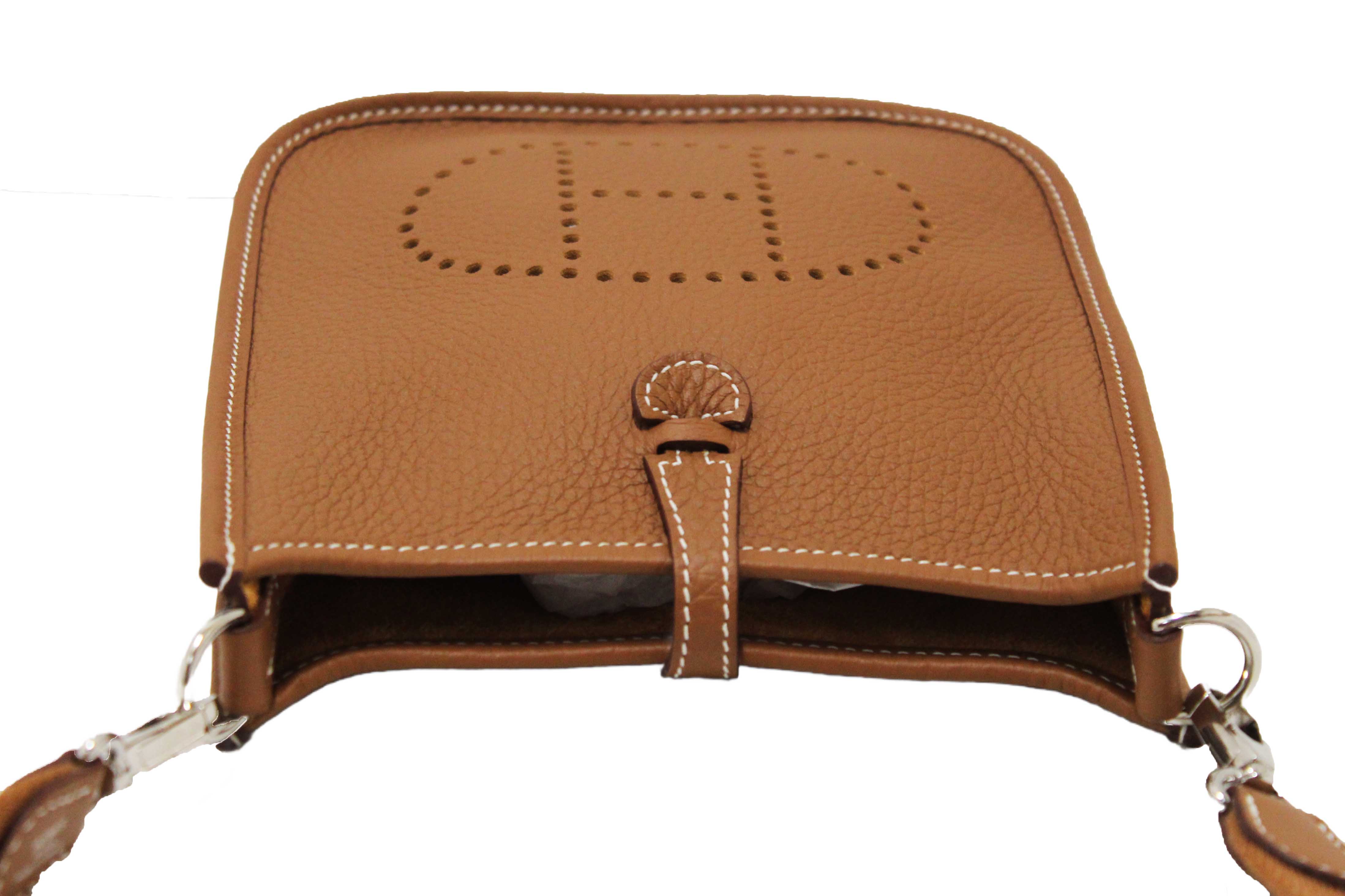 Authentic Hermes Brown Clemence Leather Evelyne 16 Amazone Bag