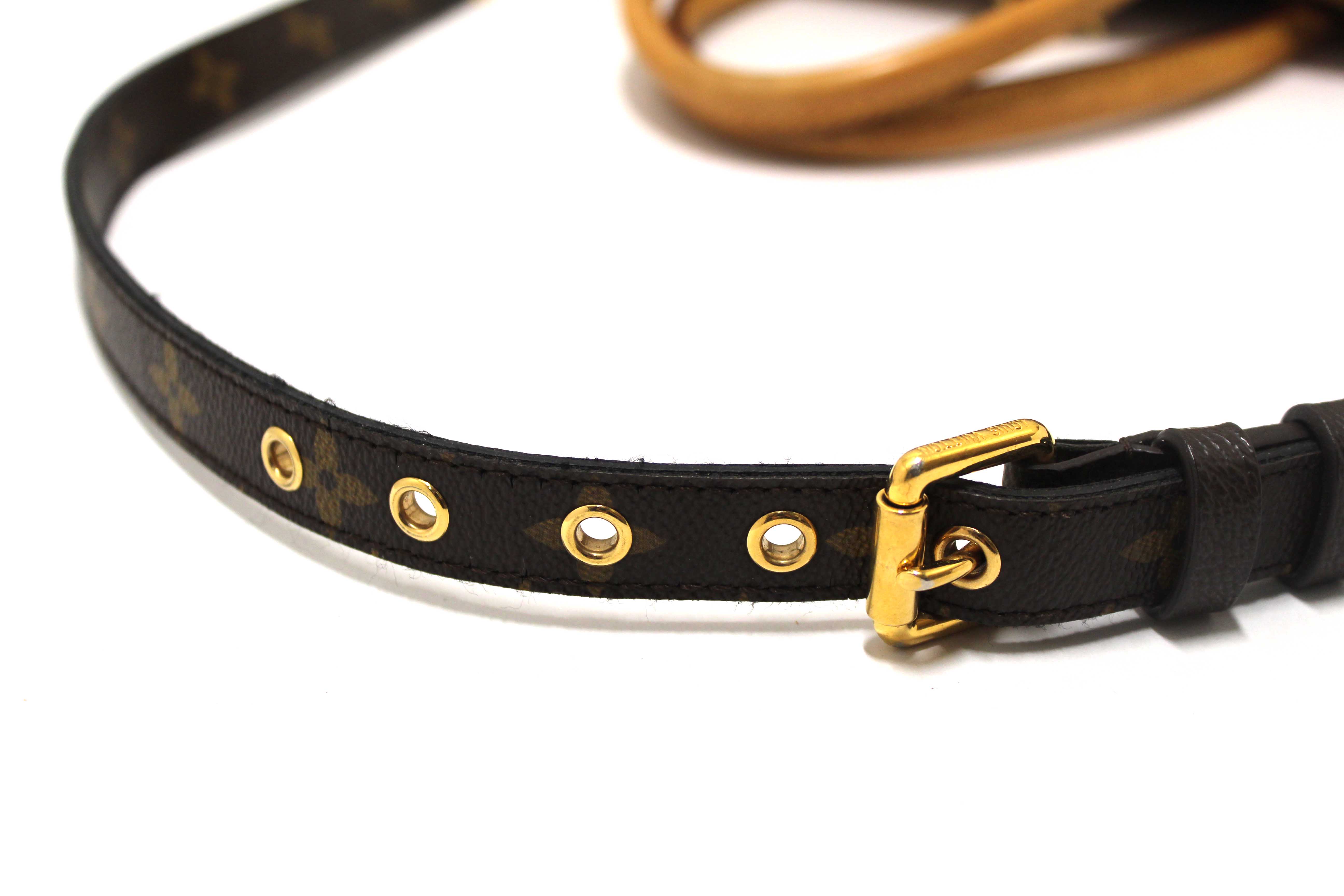 Authentic Louis Vuitton Classic Monogram with Safran Leather Pallas MM Handbag